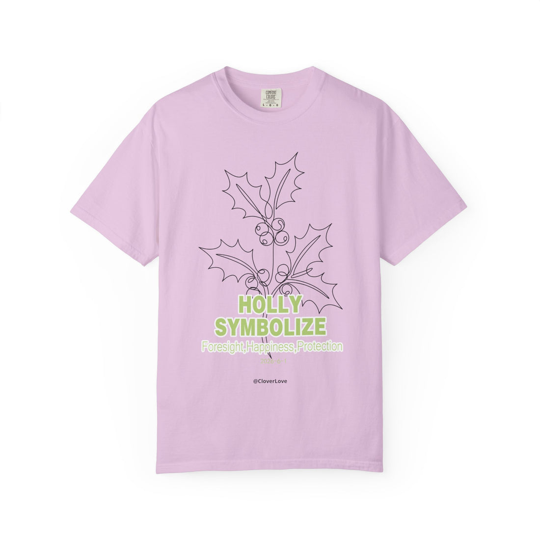 Holly Botanical T-Shirt - Winter Floral Graphic Shirt for Nature Lovers