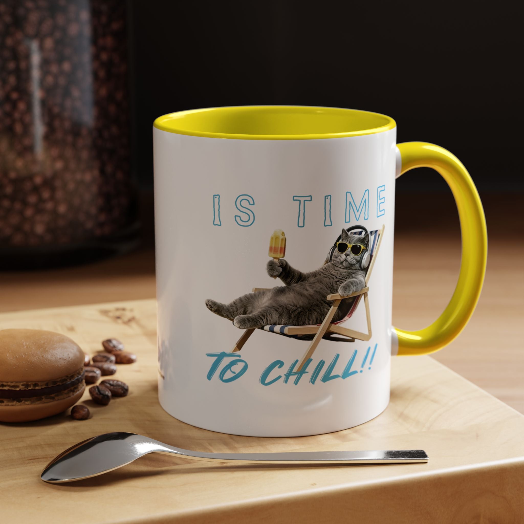 Chill Cat Sommerbecher | Personalisierte Katzenfoto-Kaffeetasse mit individuellem Text