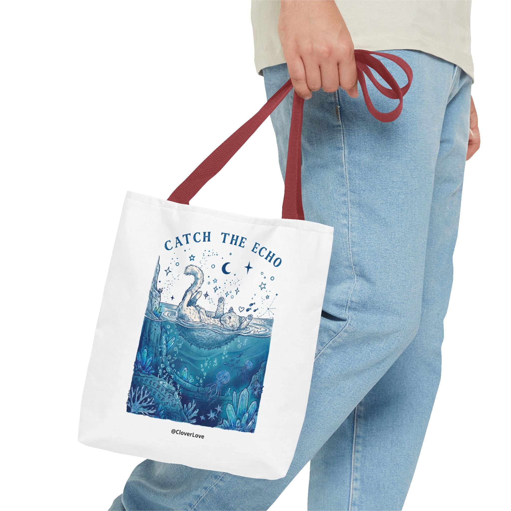 Cat Ocean Adventure Tote Bag | Vintage Underwater Graphic Canvas Bag