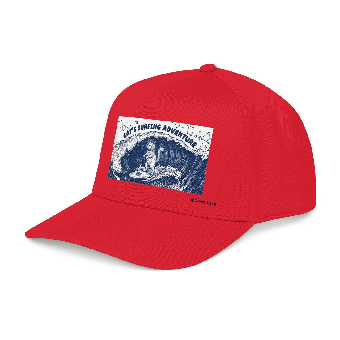 Cat Surfing Hat - Ocean Adventure Baseball Cap, Cute Cat Lover Gift