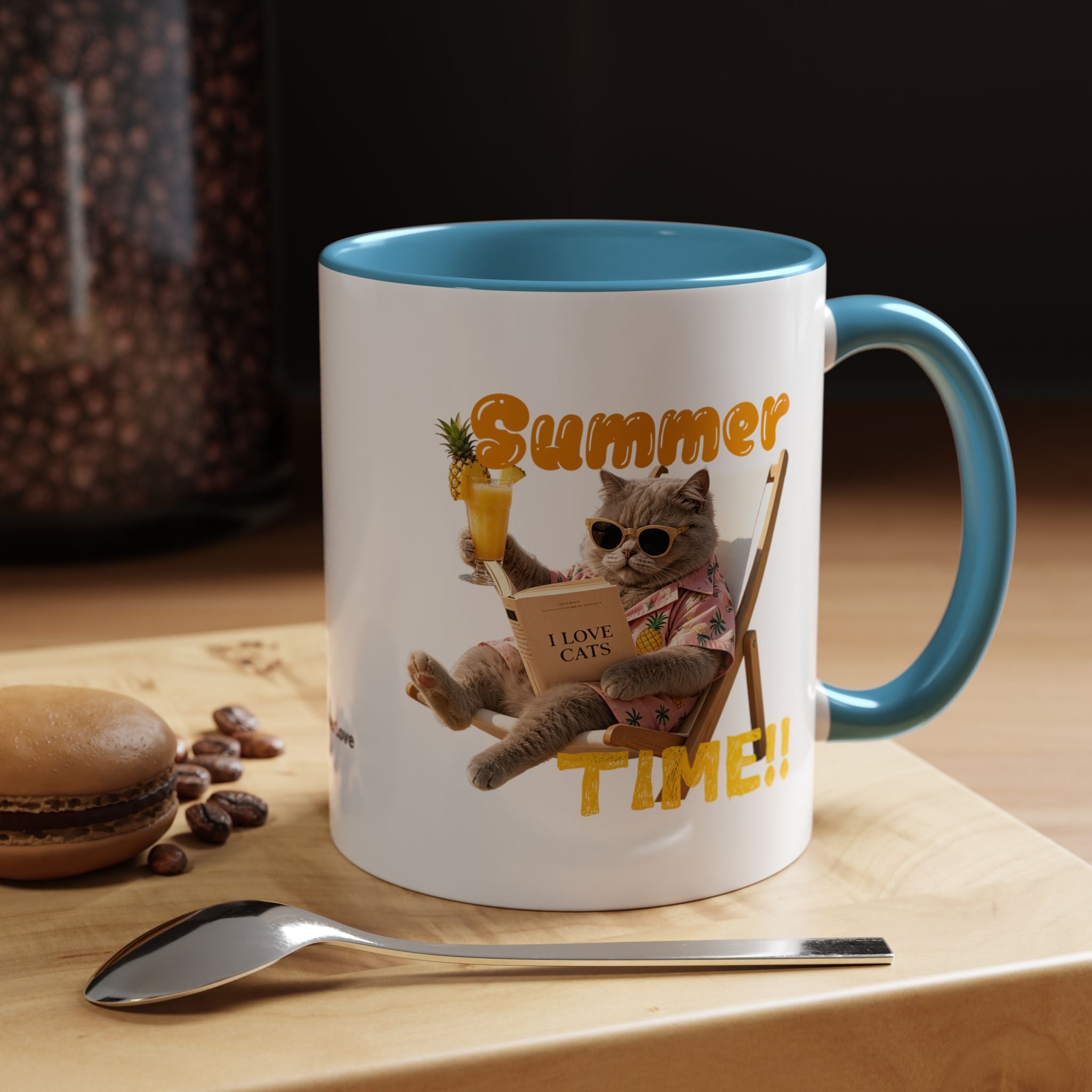 Funny Cat Summer Mug - Cute Beach Coffee Cup for Cat Lovers