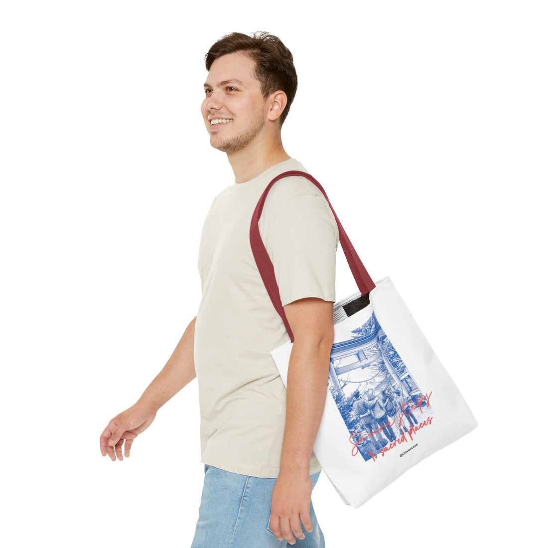 Japan Travel Tote Bag | Vintage Torii Gate Fuji Mountain Canvas Bag