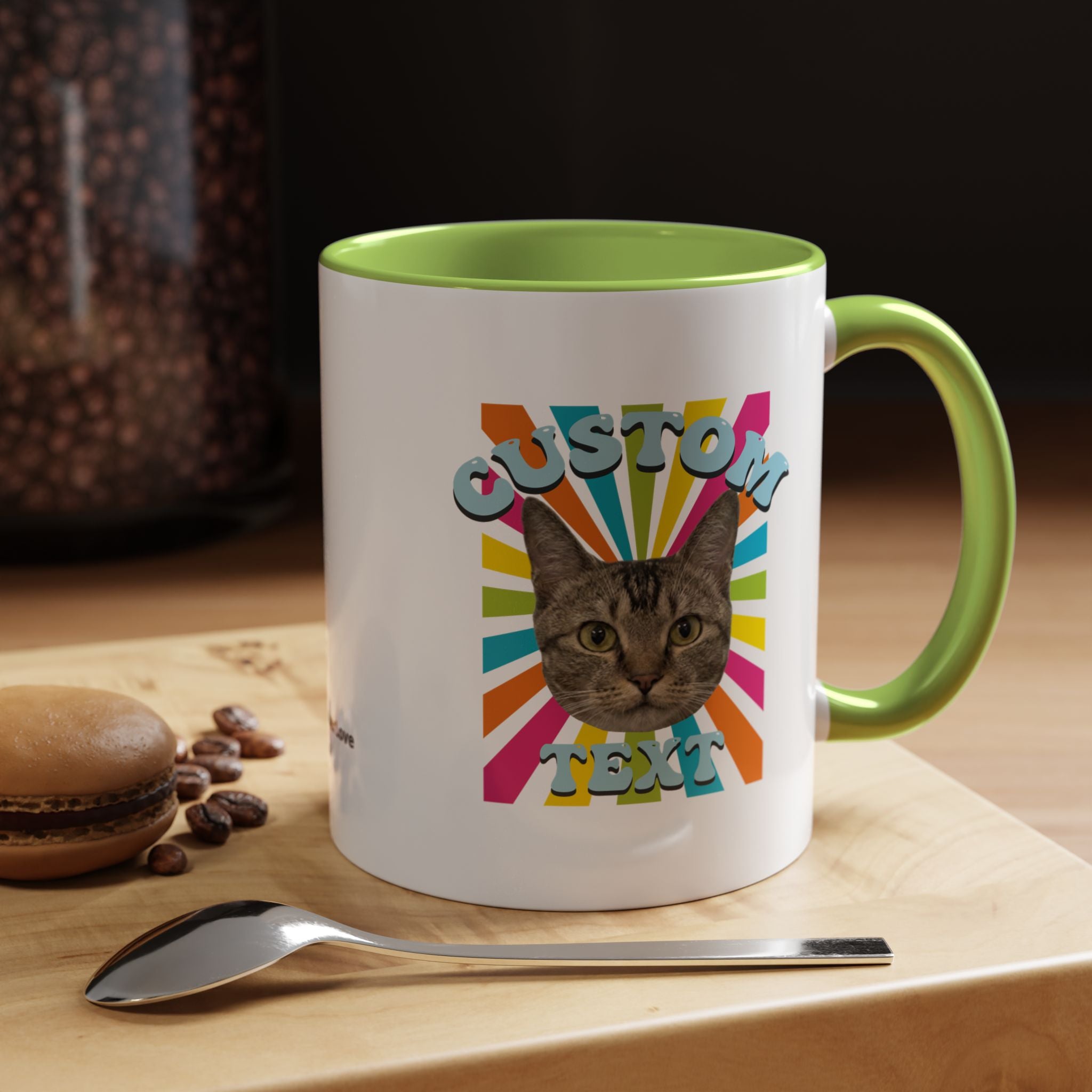 Retro Custom Cat Mug | Personalized Pet Photo Coffee Cup With Custom Text