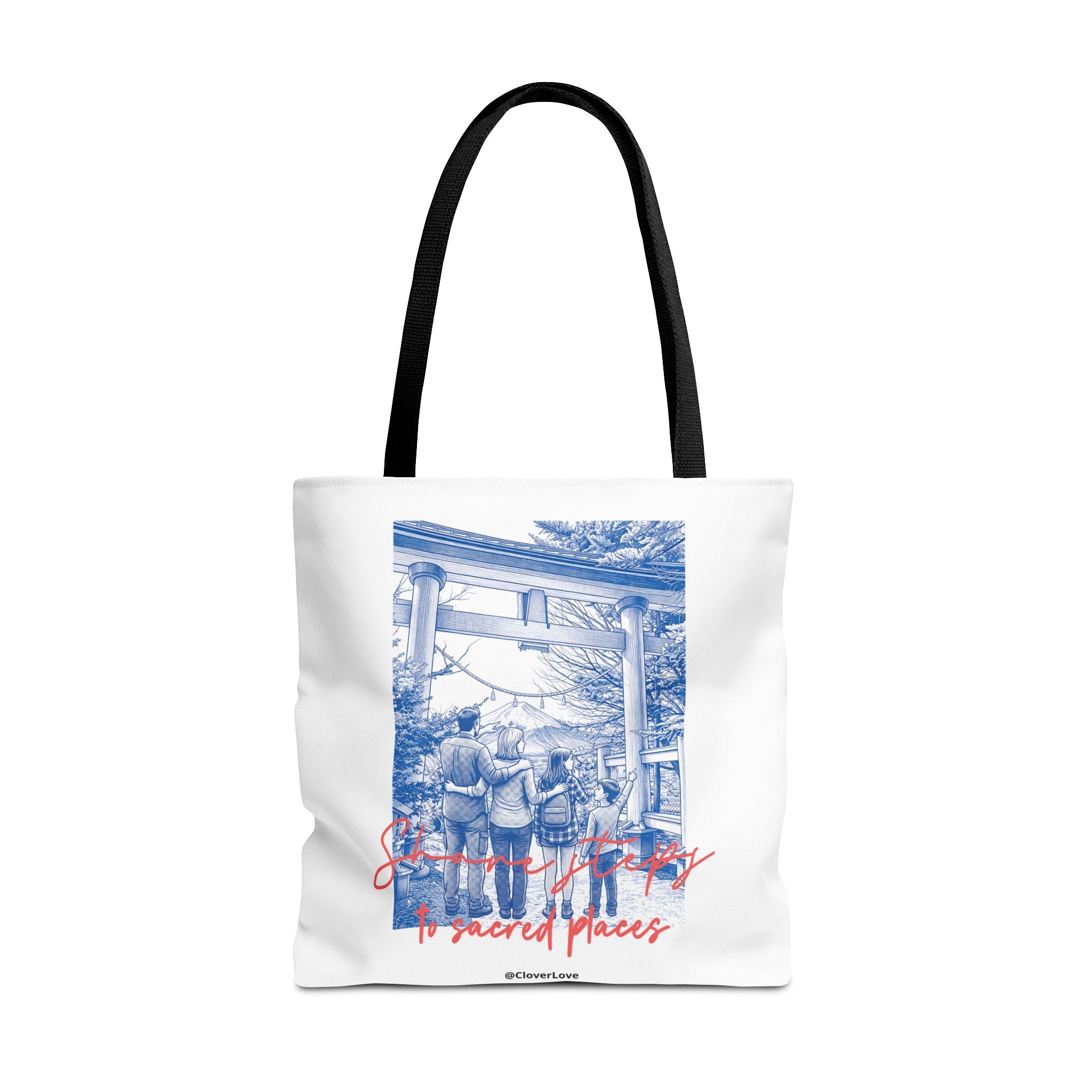Japan Travel Tote Bag | Vintage Torii Gate Fuji Mountain Canvas Bag