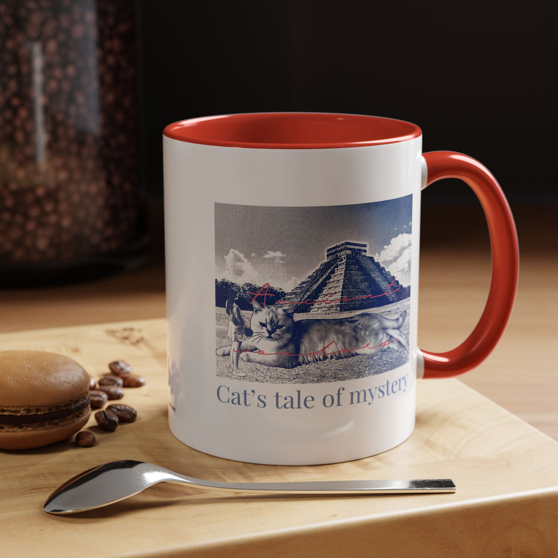Chichen Itza Cat Travel Mug - Mexico Landmark Coffee Cup for Cat Lovers