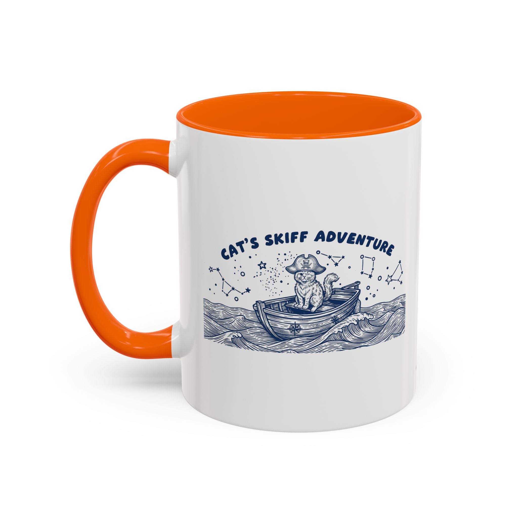 Cat's Skiff Adventure Ocean Mug - Cute Nautical Cat Lover Coffee Cup