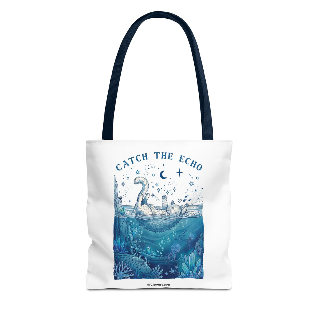 Cat Ocean Adventure Tote Bag | Vintage Underwater Graphic Canvas Bag