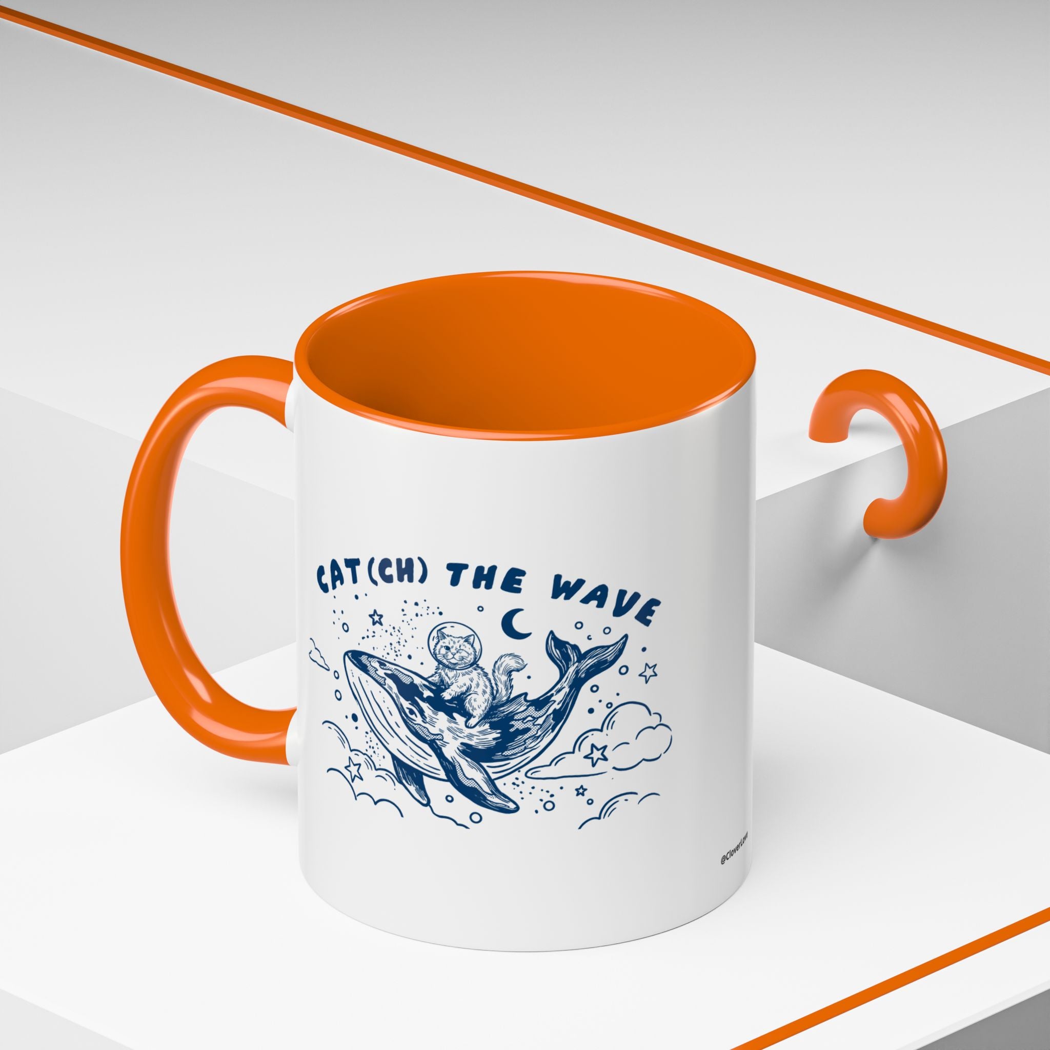 Cat's Wave Adventure Mug - Cute Cat Whale Ocean Coffee Cup