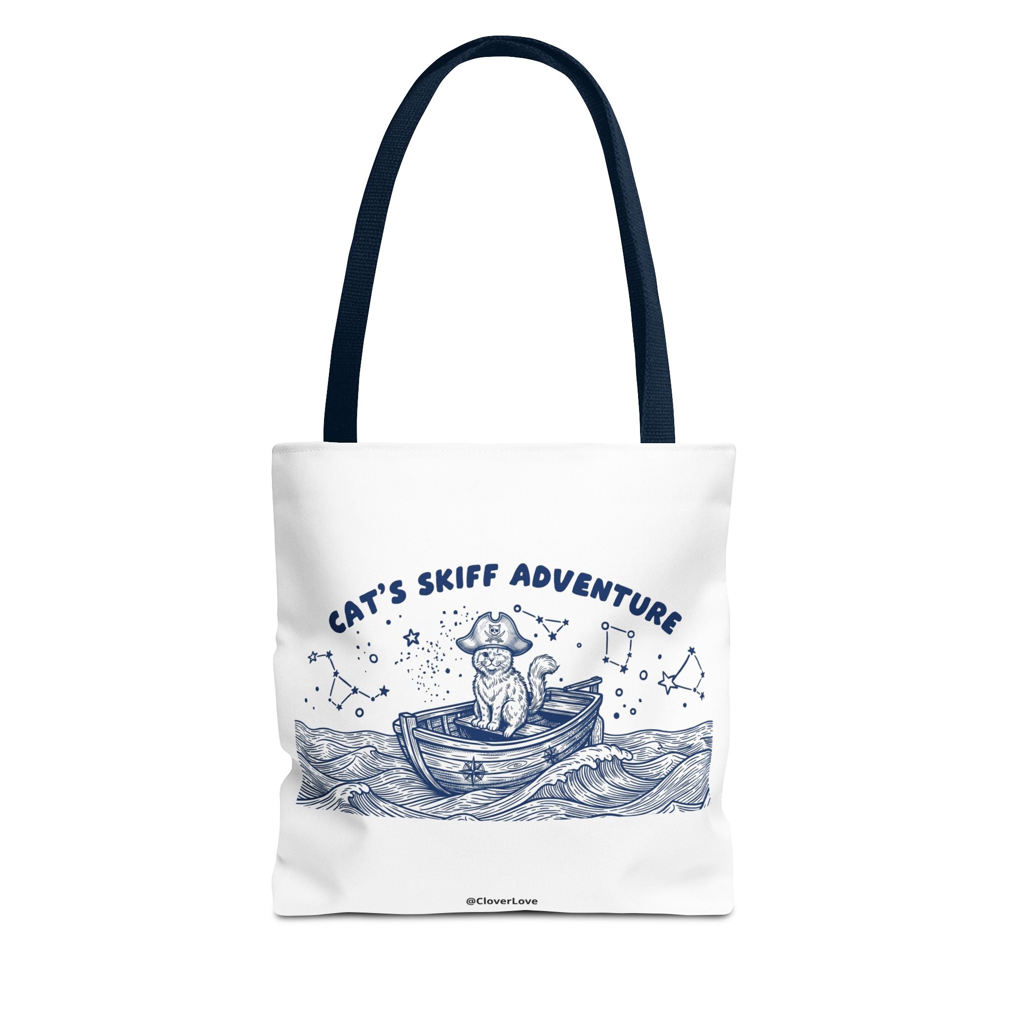 Cat's Skiff Adventure Tote Bag | Vintage Nautical Ocean Canvas Bag
