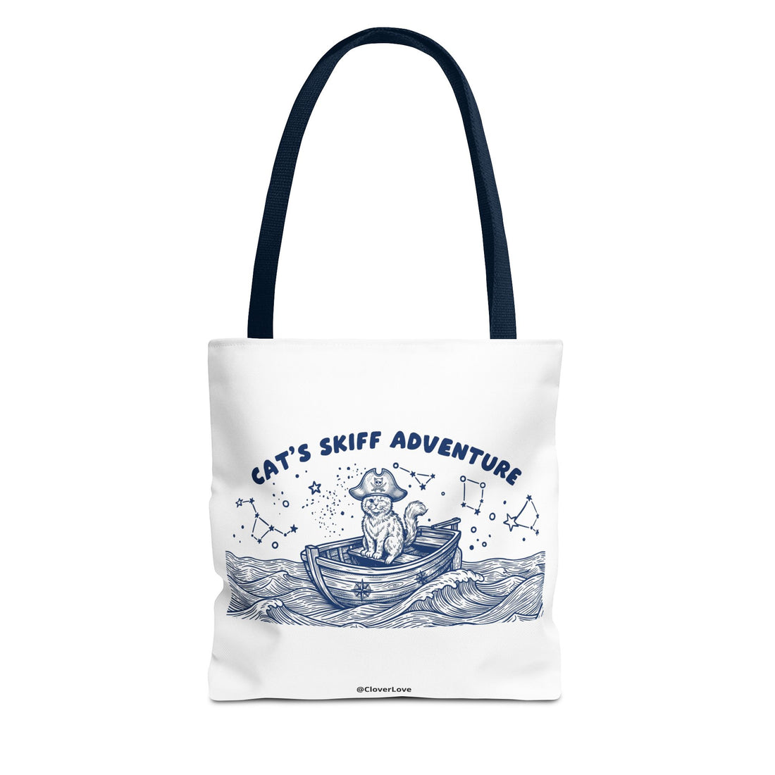 Cat's Skiff Adventure Tote Bag | Vintage Nautical Ocean Canvas Bag