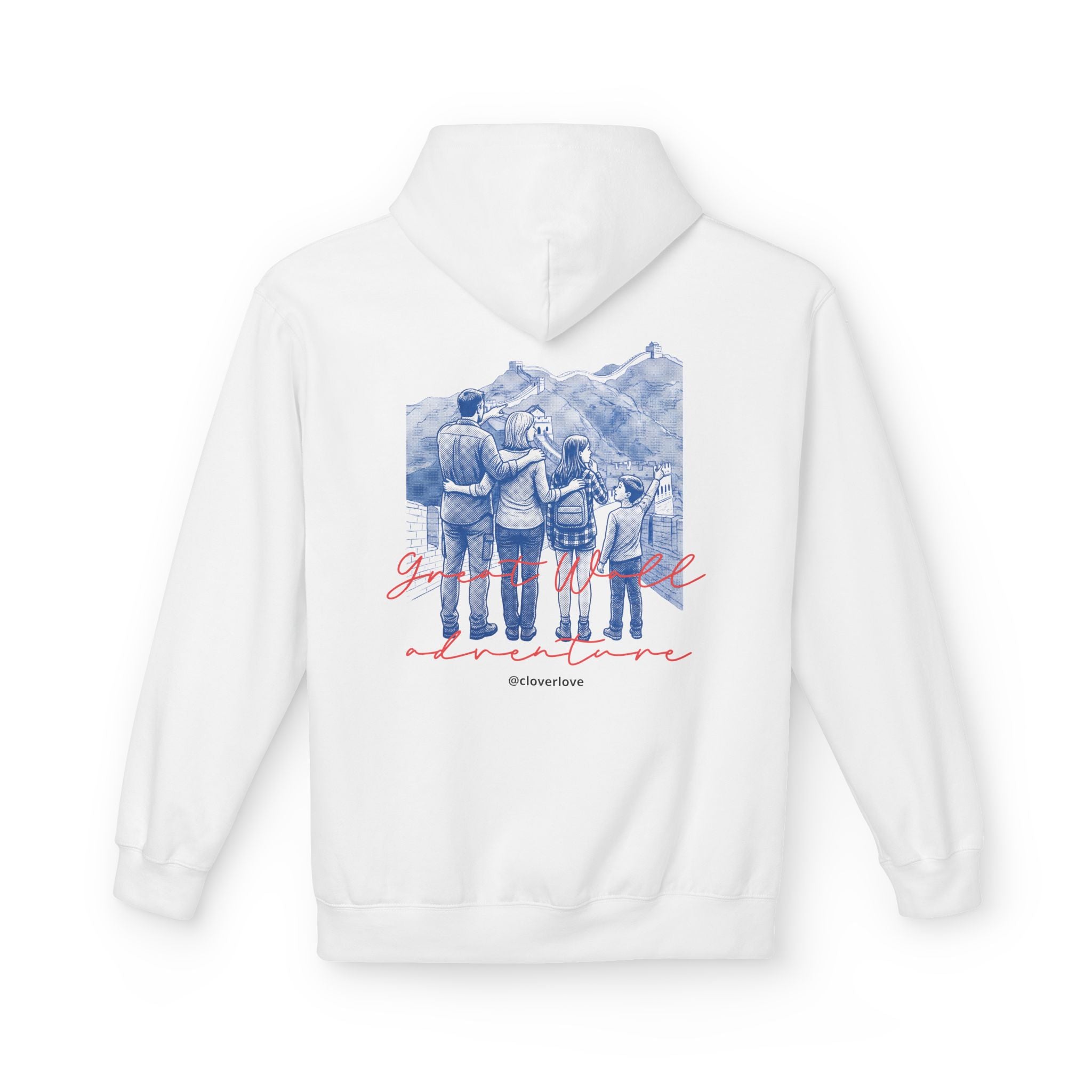 Große Mauer Familienabenteuer Hoodie – Vintage Reise Wahrzeichen Grafik Pullover Sweatshirt