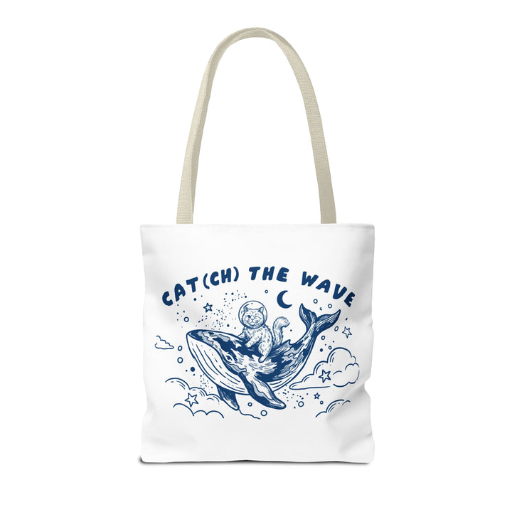 Cat Whale Adventure Tote Bag | Vintage Ocean Graphic Canvas Bag