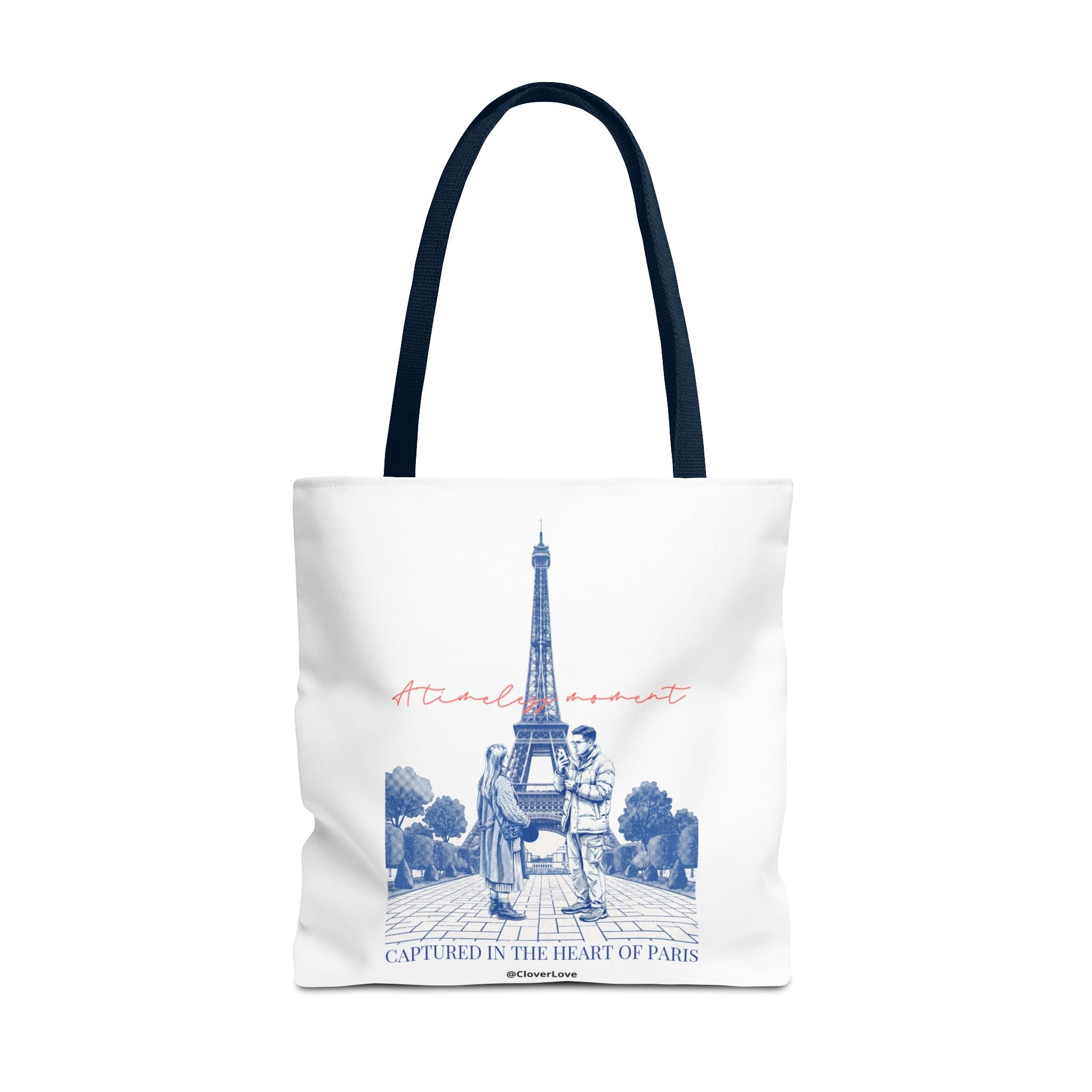 Paris Travel Tote Bag | Vintage Eiffel Tower Couple Canvas Bag
