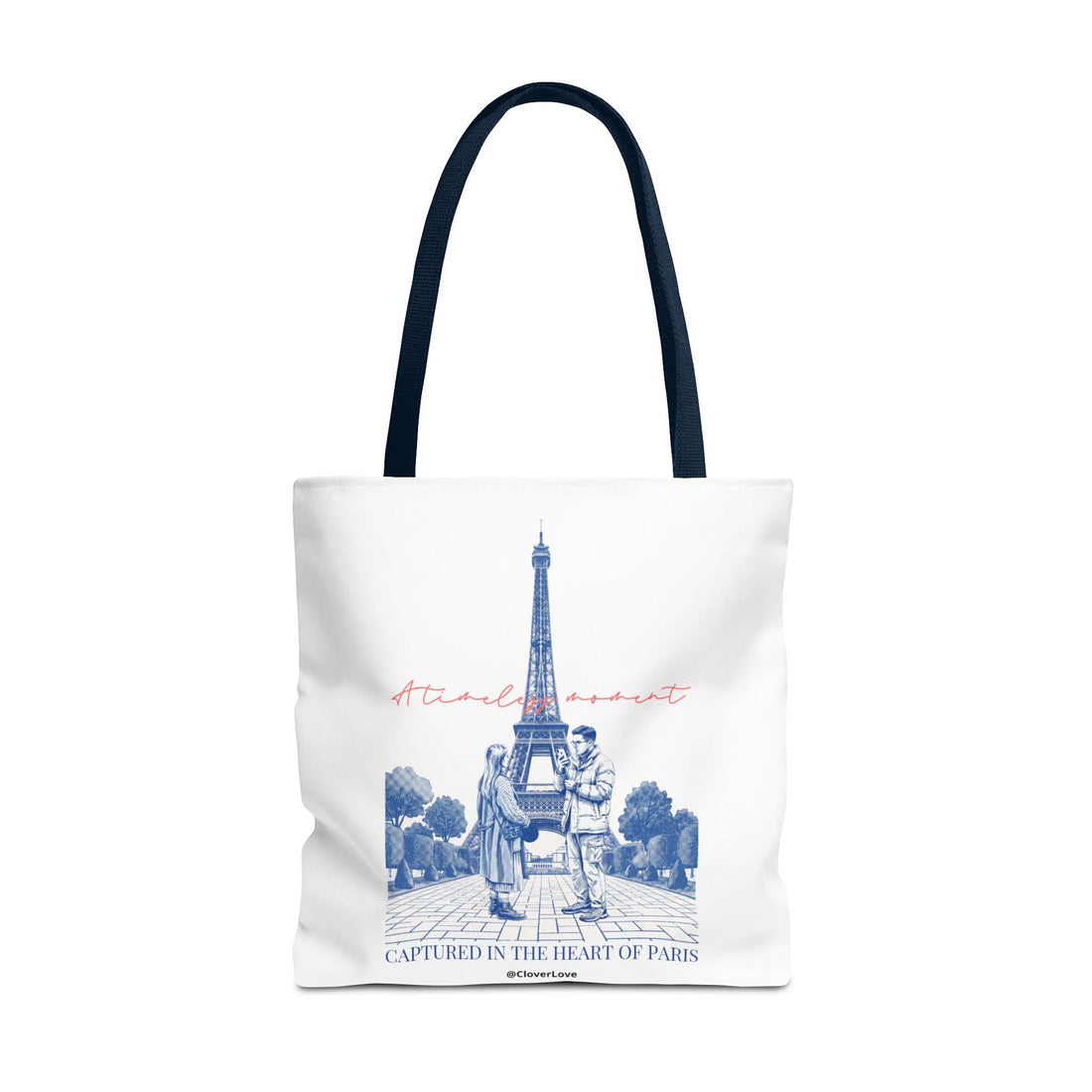 Paris Travel Tote Bag | Vintage Eiffel Tower Couple Canvas Bag