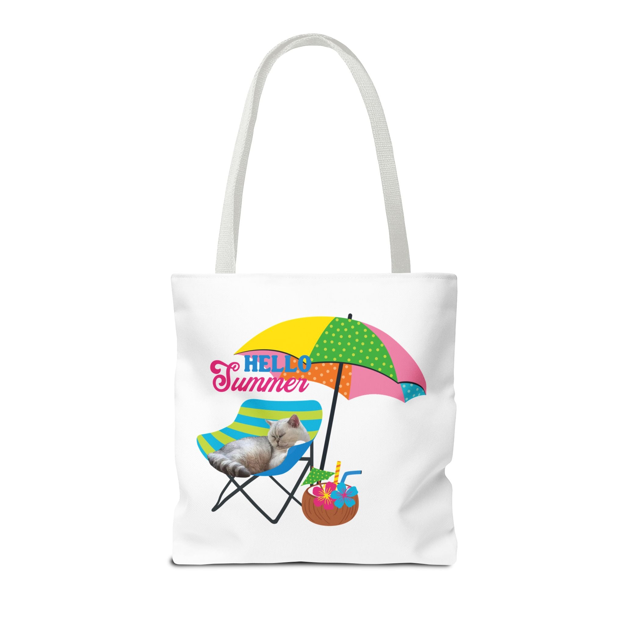 Summer Cat Tote Bag | Personalized Pet Photo Canvas Bag