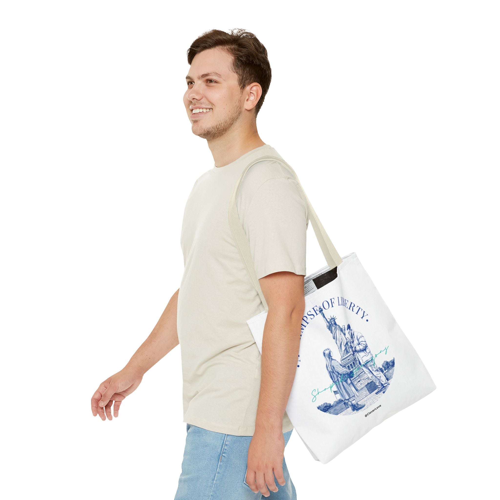 A Glimpse Of Liberty Travel Tote Bag | Statue of Liberty New York Canvas Tote Bag