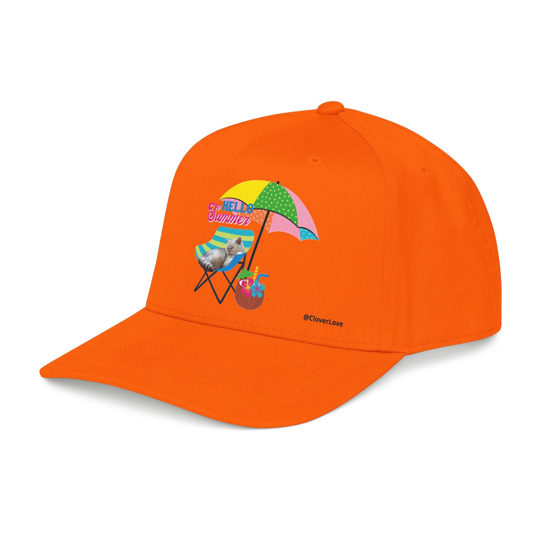 Hello Summer Cat Hat | Cute Beach Cat Baseball Cap For Cat Lovers