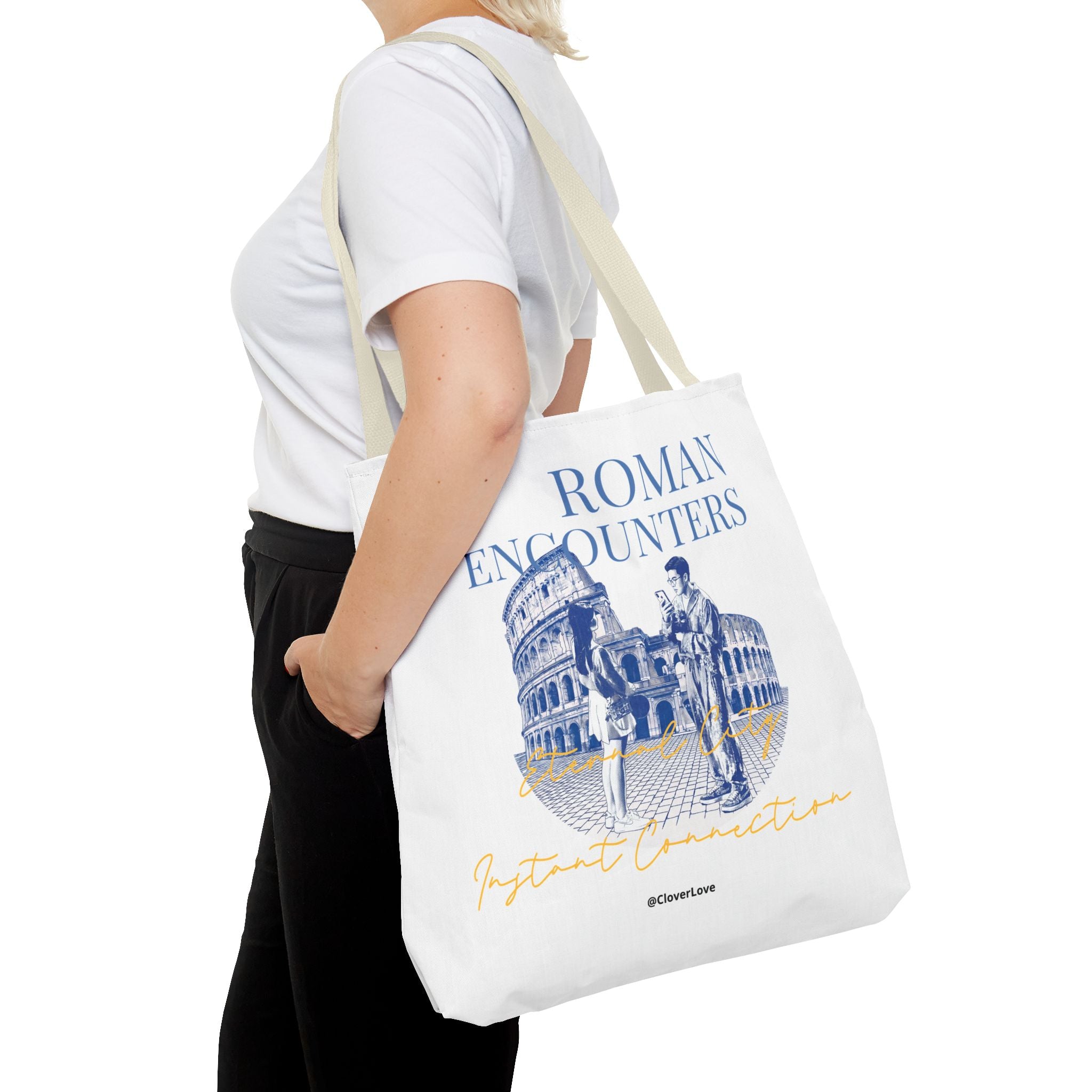 Roman Encounter Travel Tote Bag | Vintage Italy Rome Colosseum Canvas Tote Bag for Travel Lovers