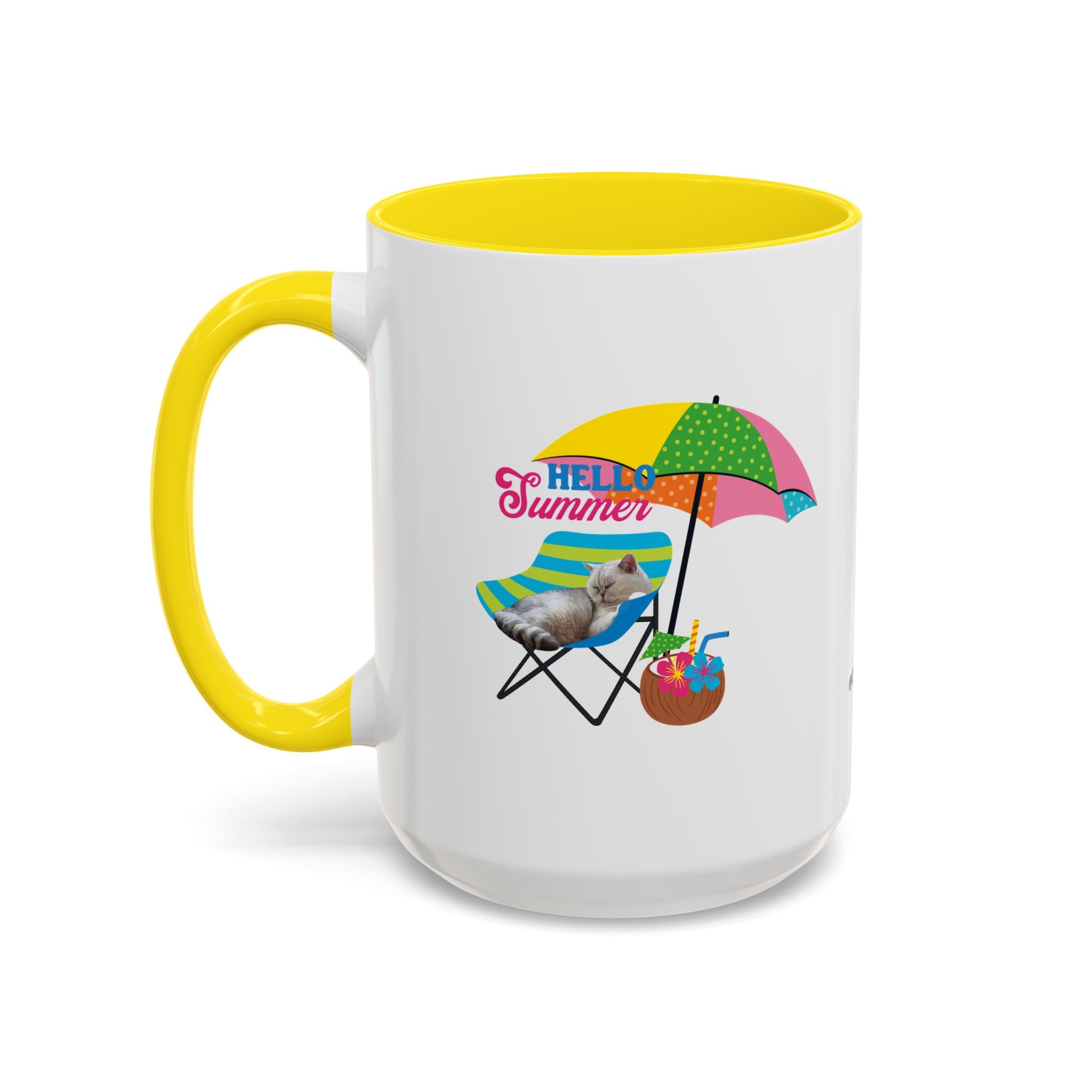 Personalized Summer Cat Mug | Custom Pet Portrait Coffee Cup
