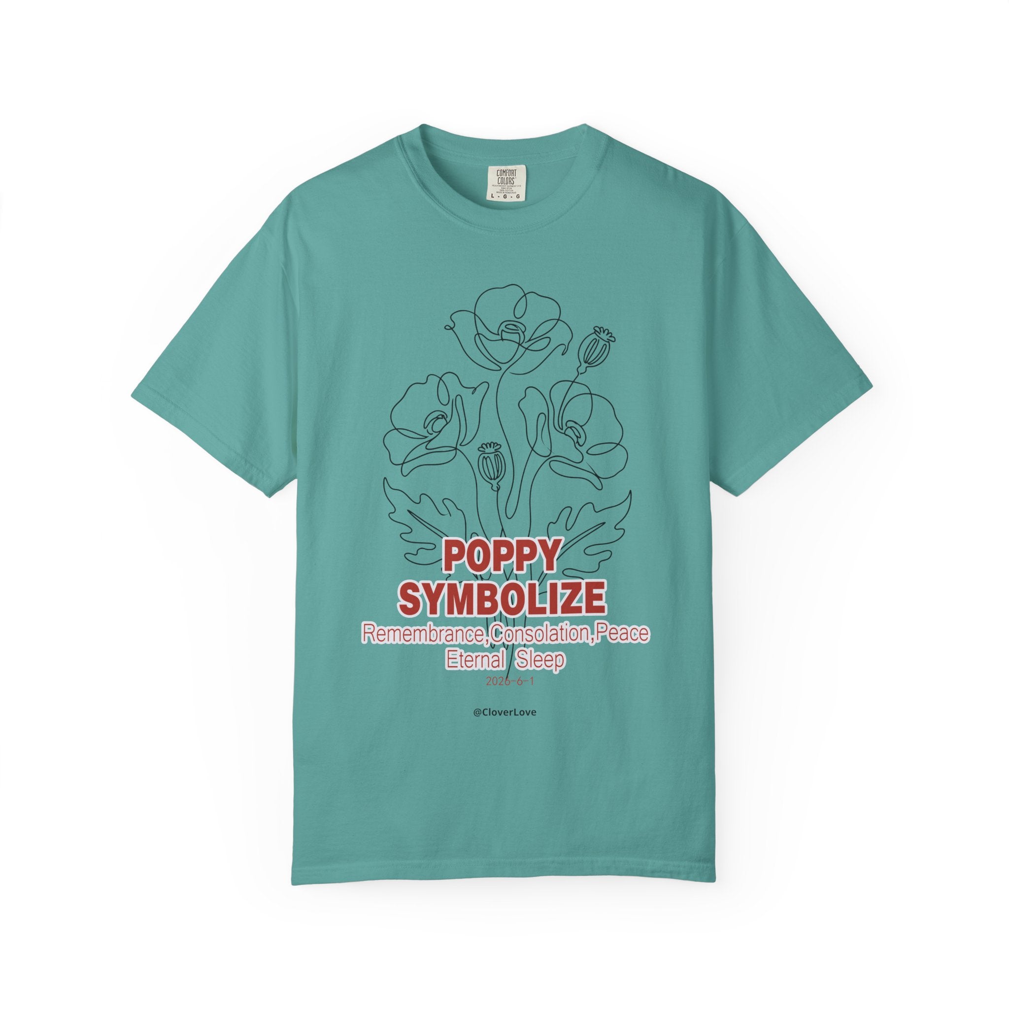 Poppy Flower T-Shirt - Memorial Botanical Graphic Shirt for Flower Lovers