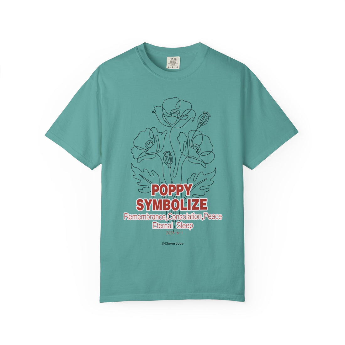 Poppy Flower T-Shirt - Memorial Botanical Graphic Shirt for Flower Lovers
