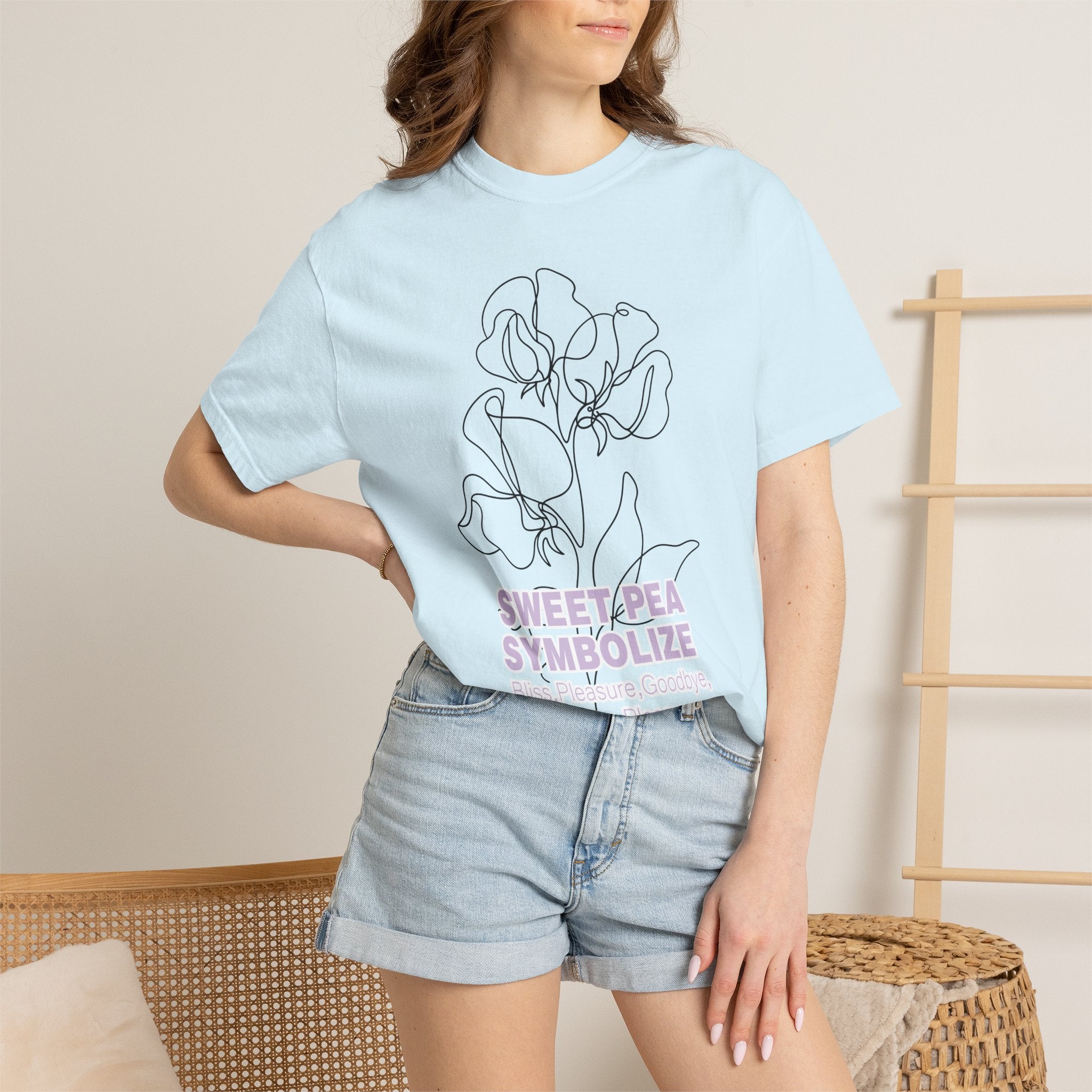 Sweet Pea Flower T-Shirt - Botanical Graphic Shirt for Flower Lovers