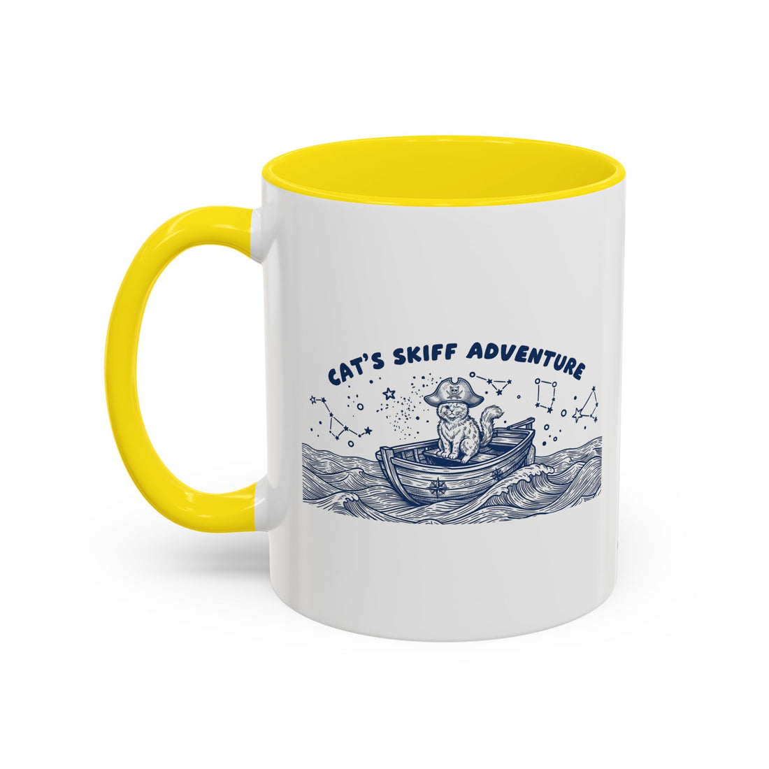 Cat's Skiff Adventure Ocean Mug - Cute Nautical Cat Lover Coffee Cup