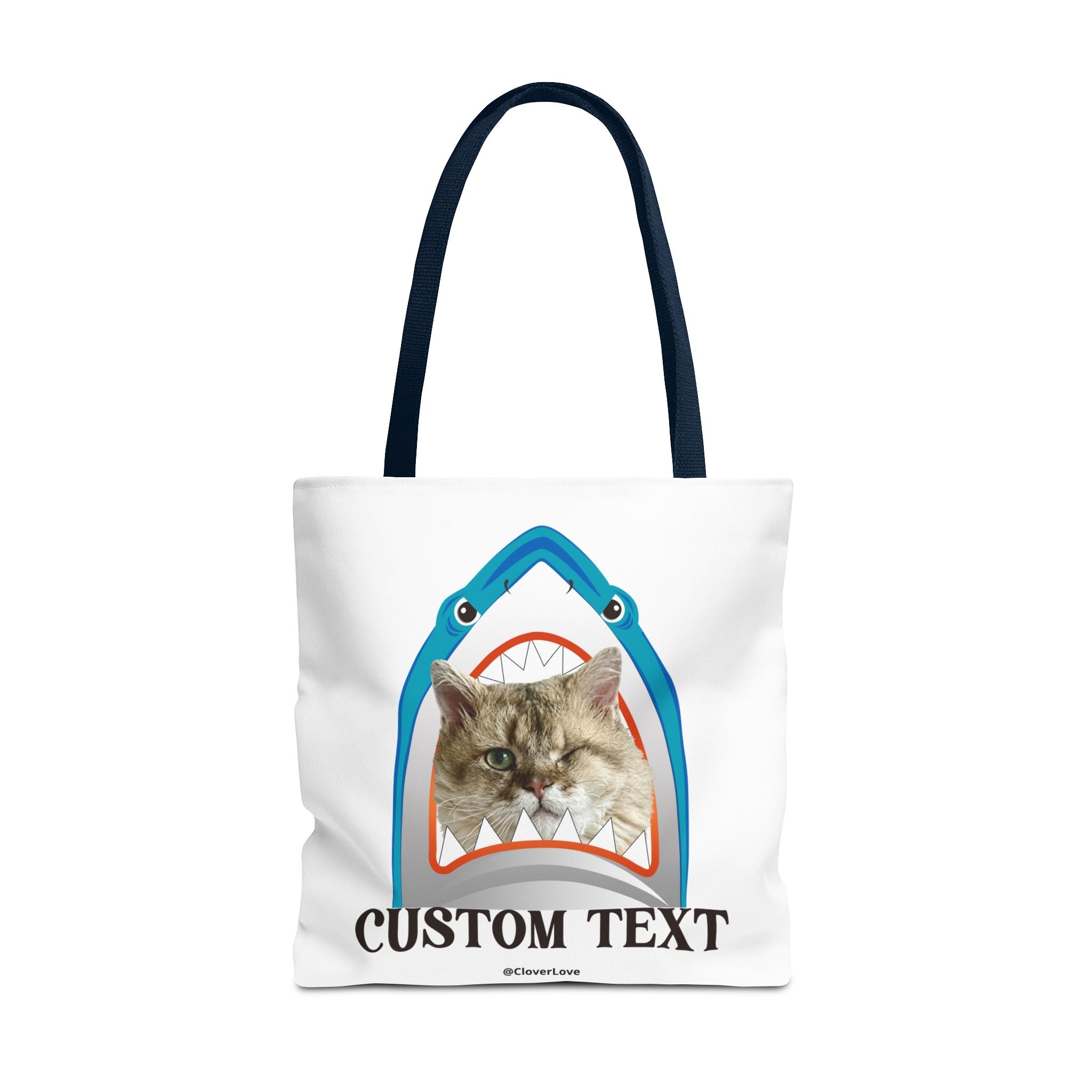 Funny Cat Tote Bag | Custom Pet Photo Shark Summer Bag
