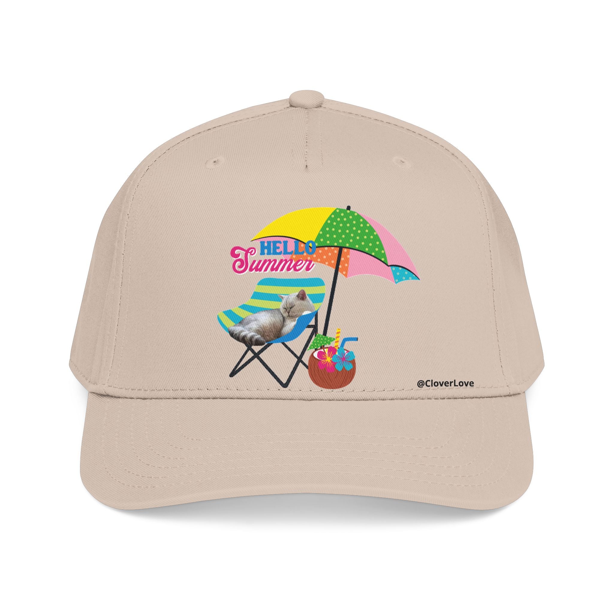 Hello Summer Cat Hat | Cute Beach Cat Baseball Cap For Cat Lovers
