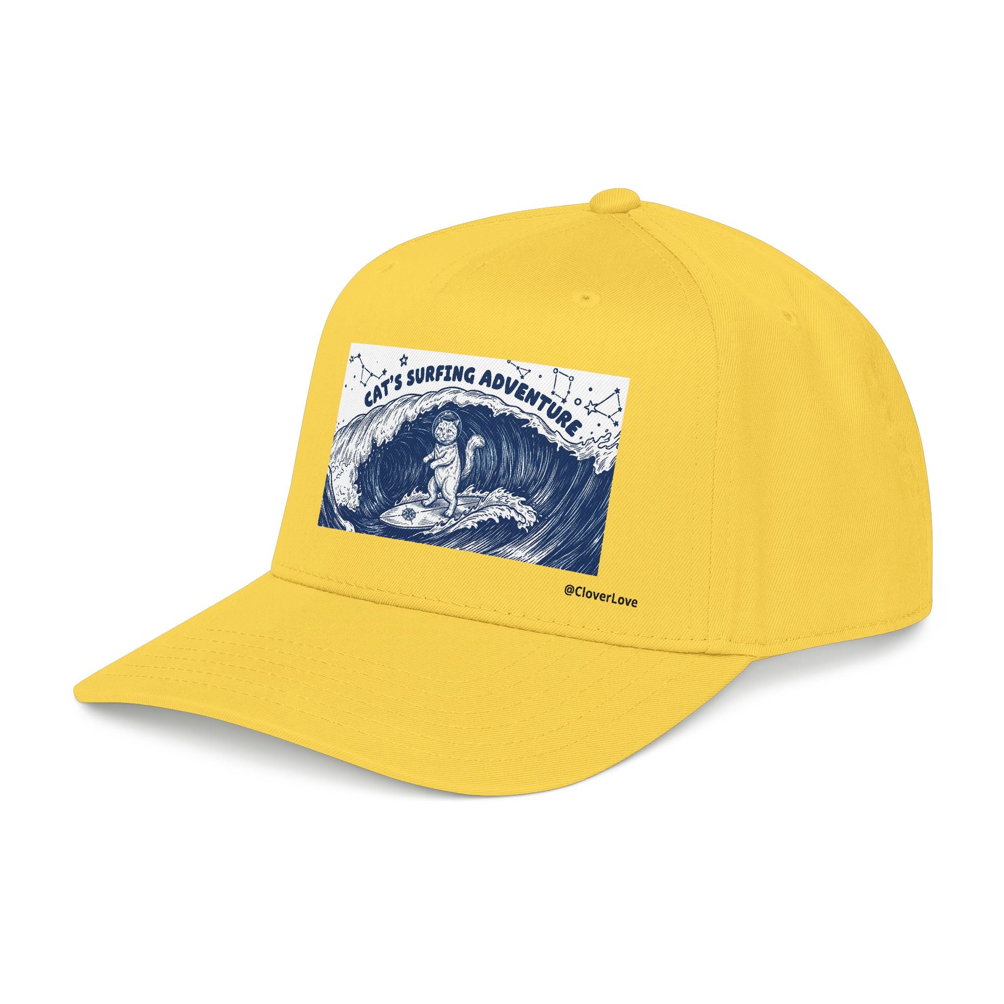 Cat Surfing Hat - Ocean Adventure Baseball Cap, Cute Cat Lover Gift