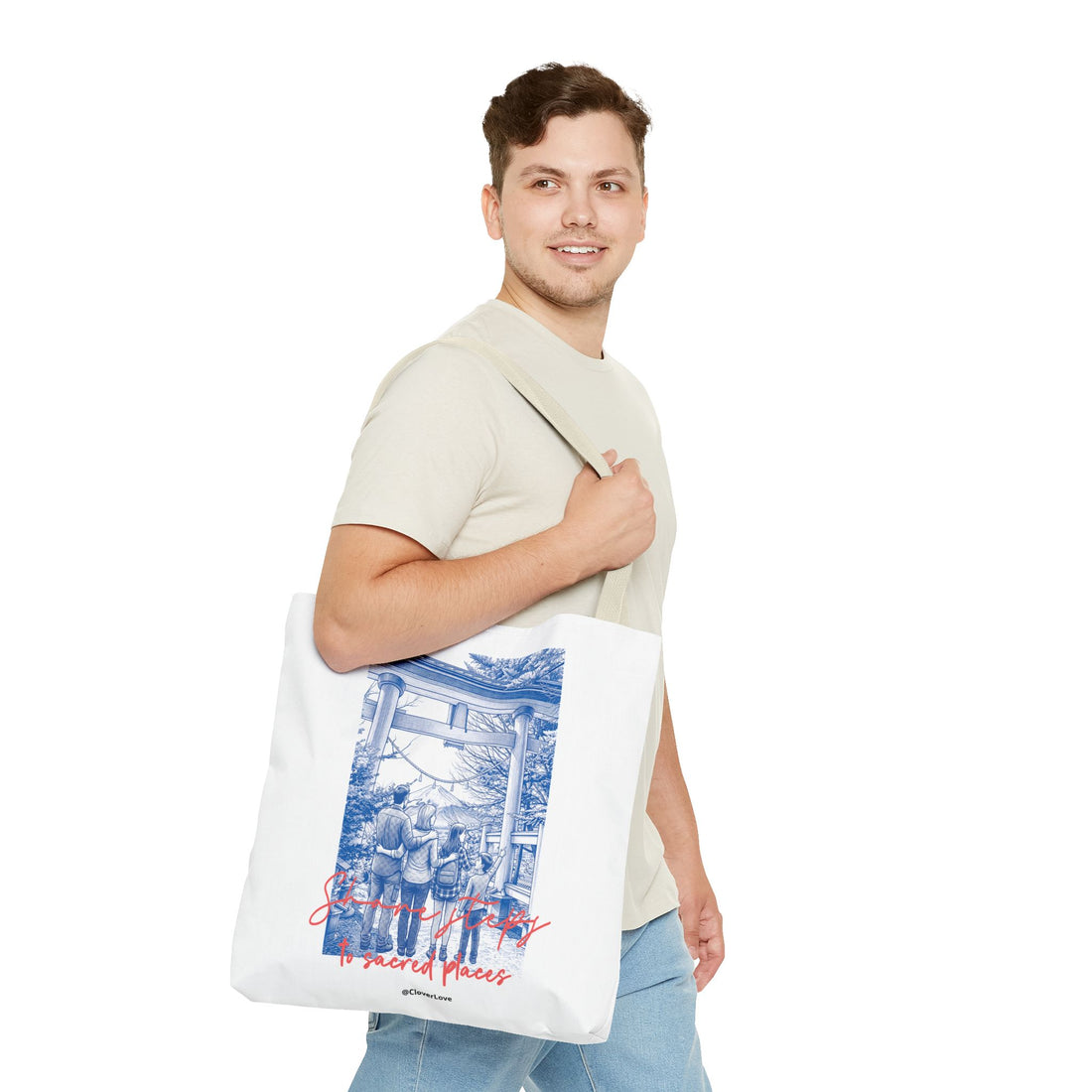 Japan Travel Tote Bag | Vintage Torii Gate Fuji Mountain Canvas Bag