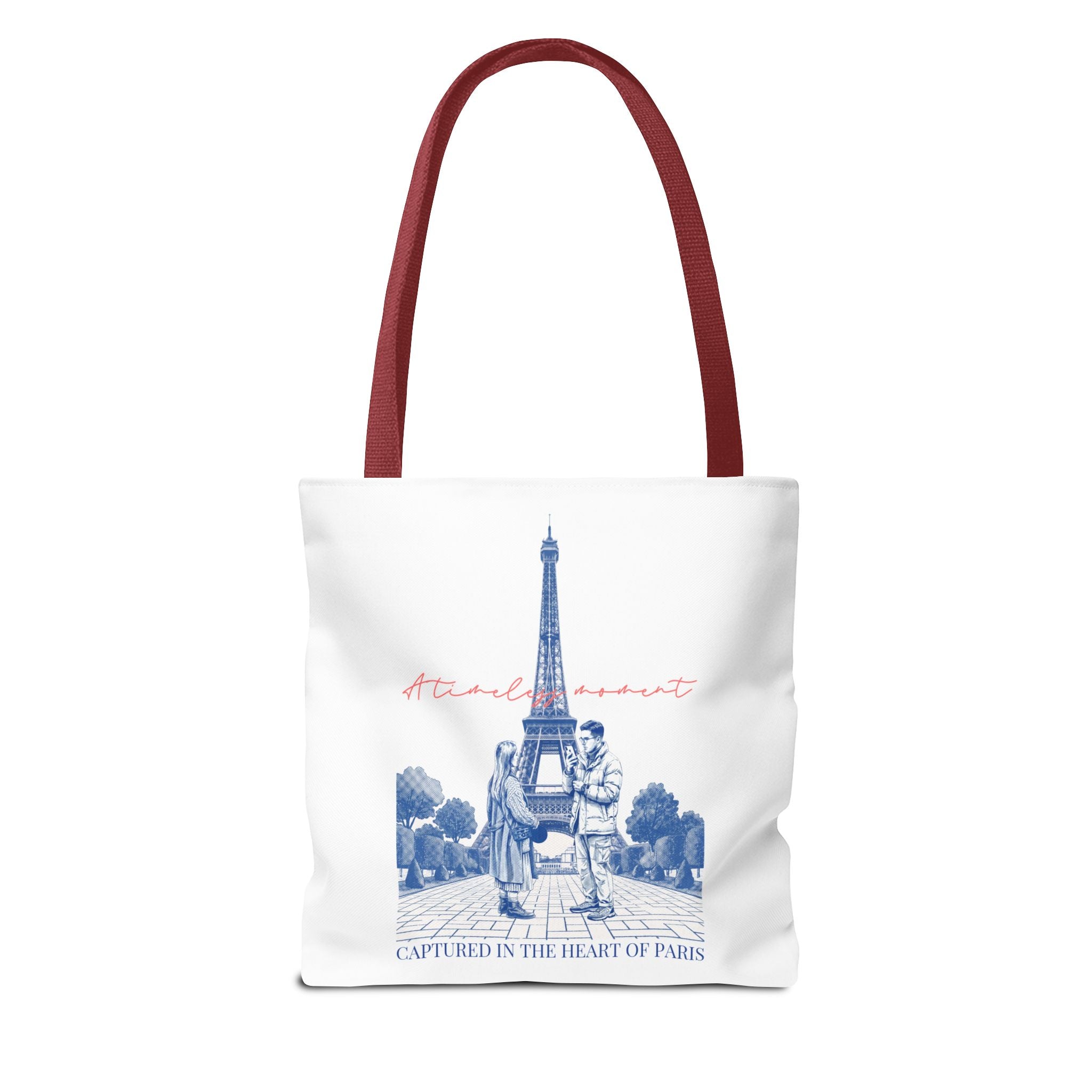 Paris Travel Tote Bag | Vintage Eiffel Tower Couple Canvas Bag