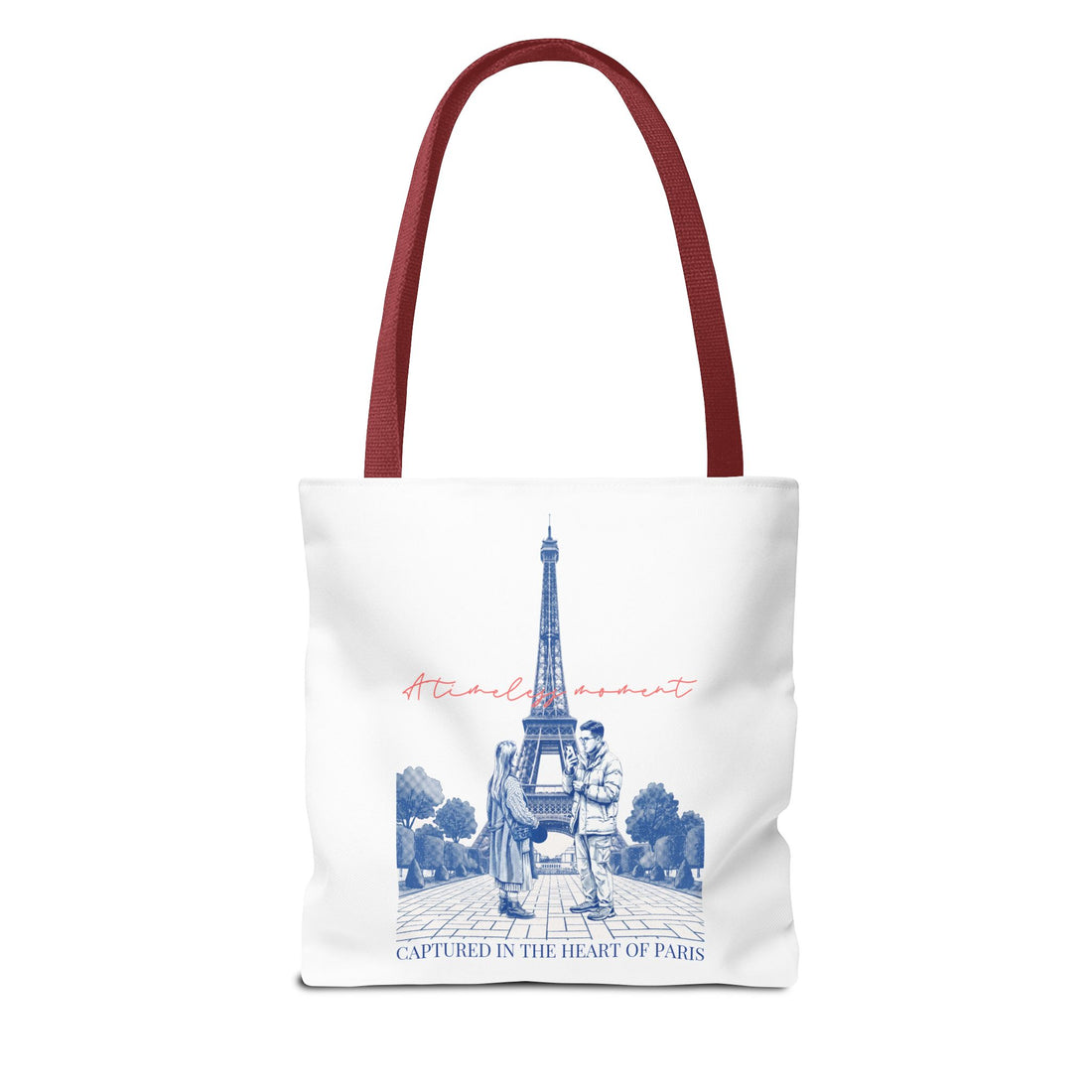 Paris Travel Tote Bag | Vintage Eiffel Tower Couple Canvas Bag
