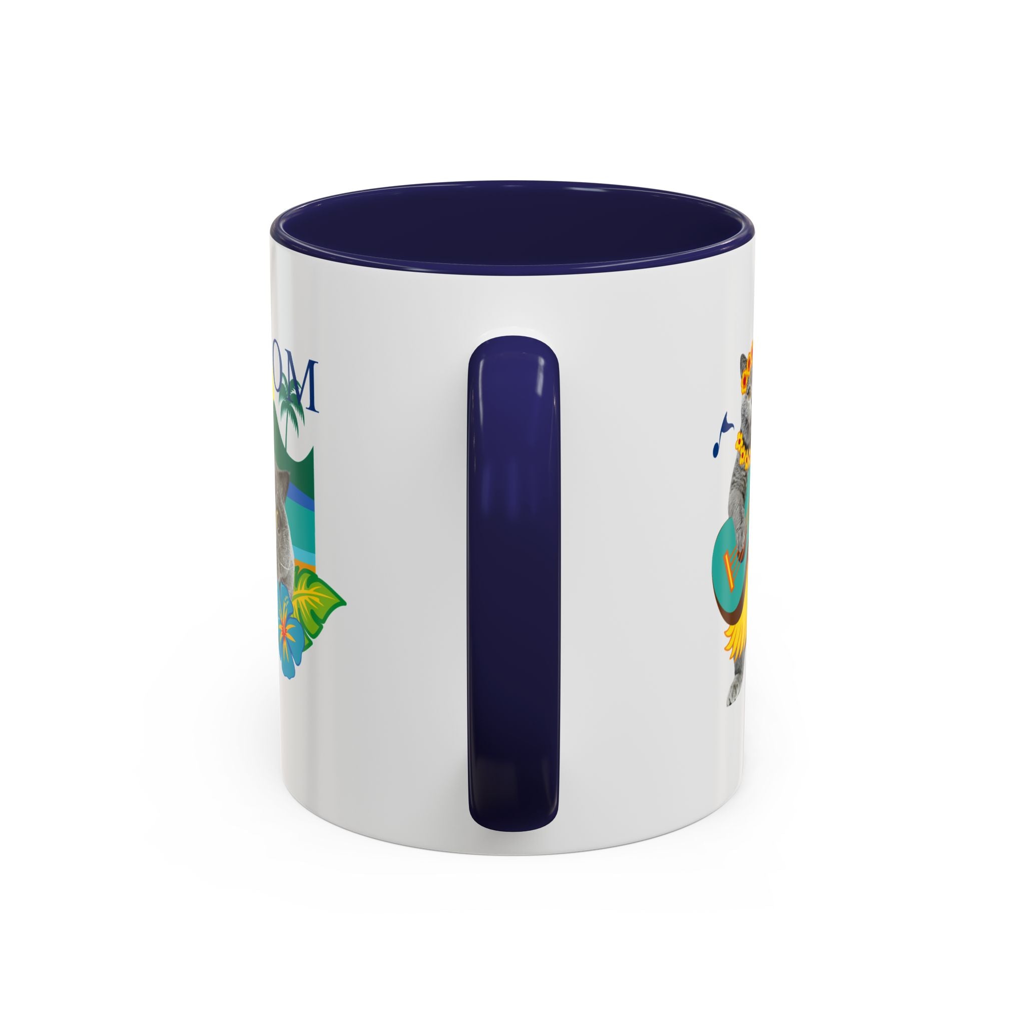 Tropical Summer Cat Mug | Personalized Pet Photo Coffee Cup With Custom Text