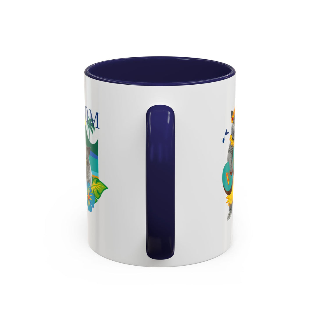 Tropical Summer Cat Mug | Personalized Pet Photo Coffee Cup With Custom Text