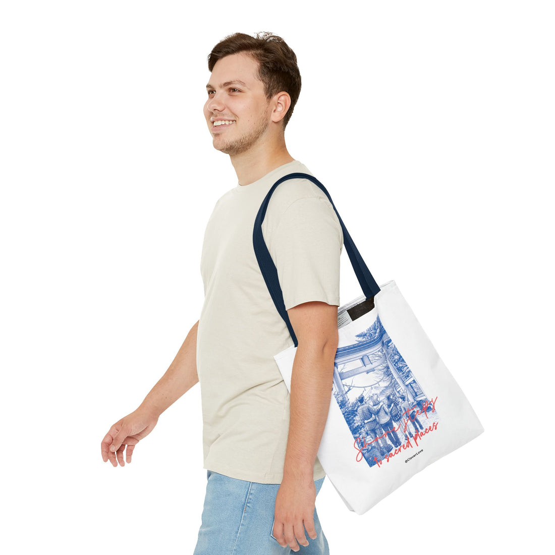 Japan Travel Tote Bag | Vintage Torii Gate Fuji Mountain Canvas Bag