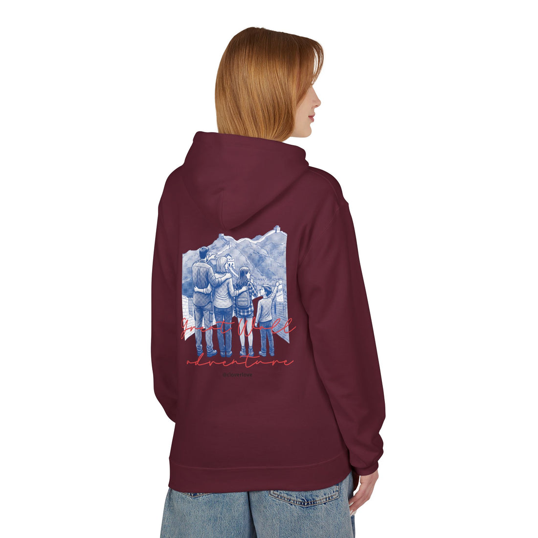 Große Mauer Familienabenteuer Hoodie – Vintage Reise Wahrzeichen Grafik Pullover Sweatshirt