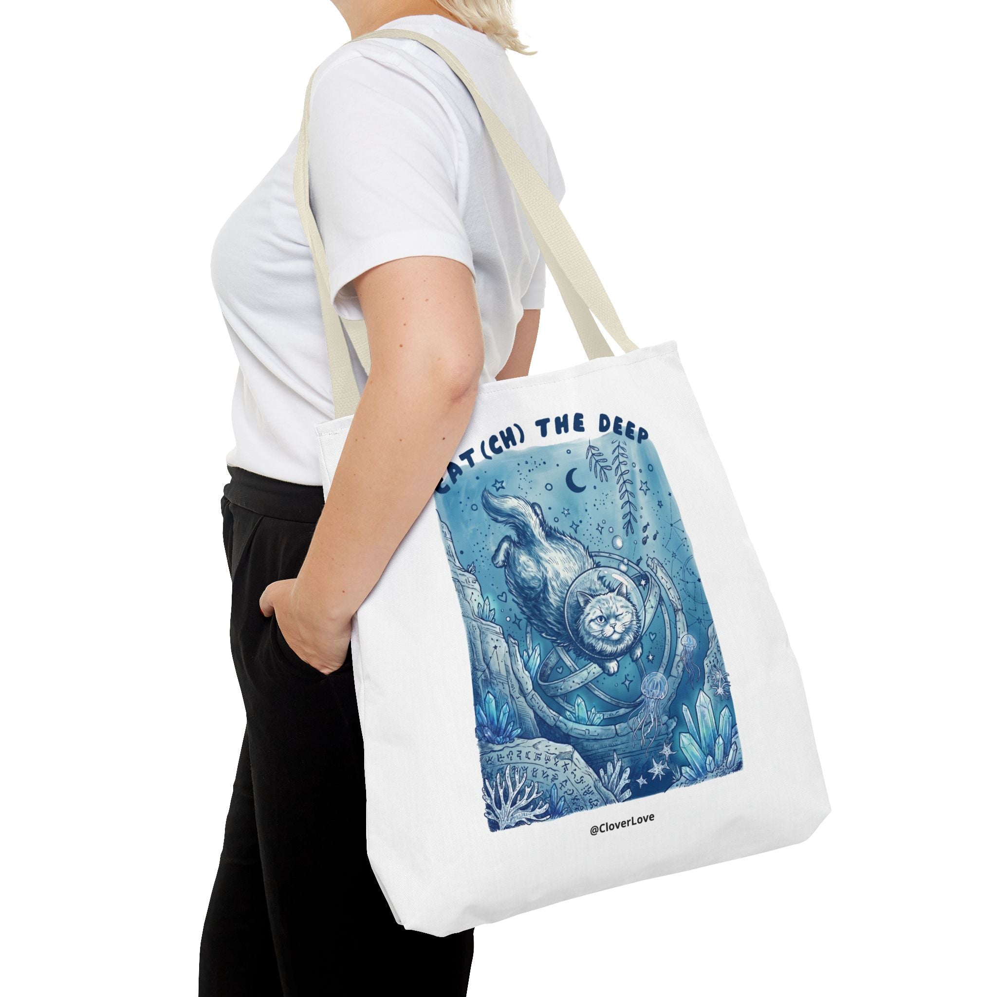 Cat Deep Sea Adventure Tote Bag | Vintage Ocean Explorer Canvas Bag