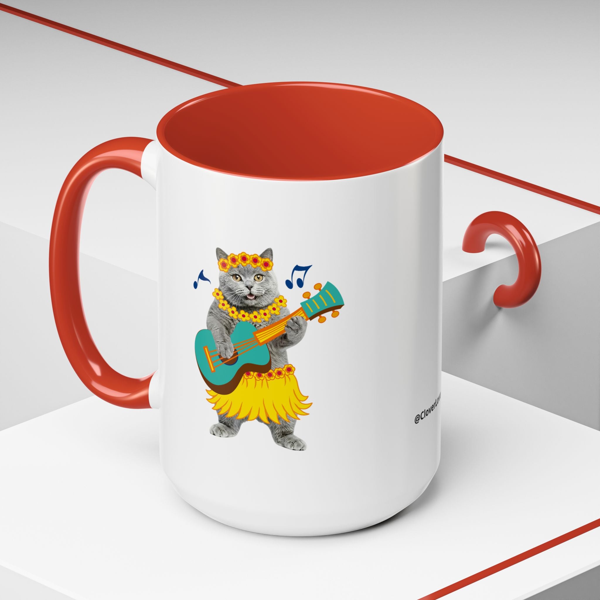 Tropical Summer Cat Mug | Personalized Pet Photo Coffee Cup With Custom Text