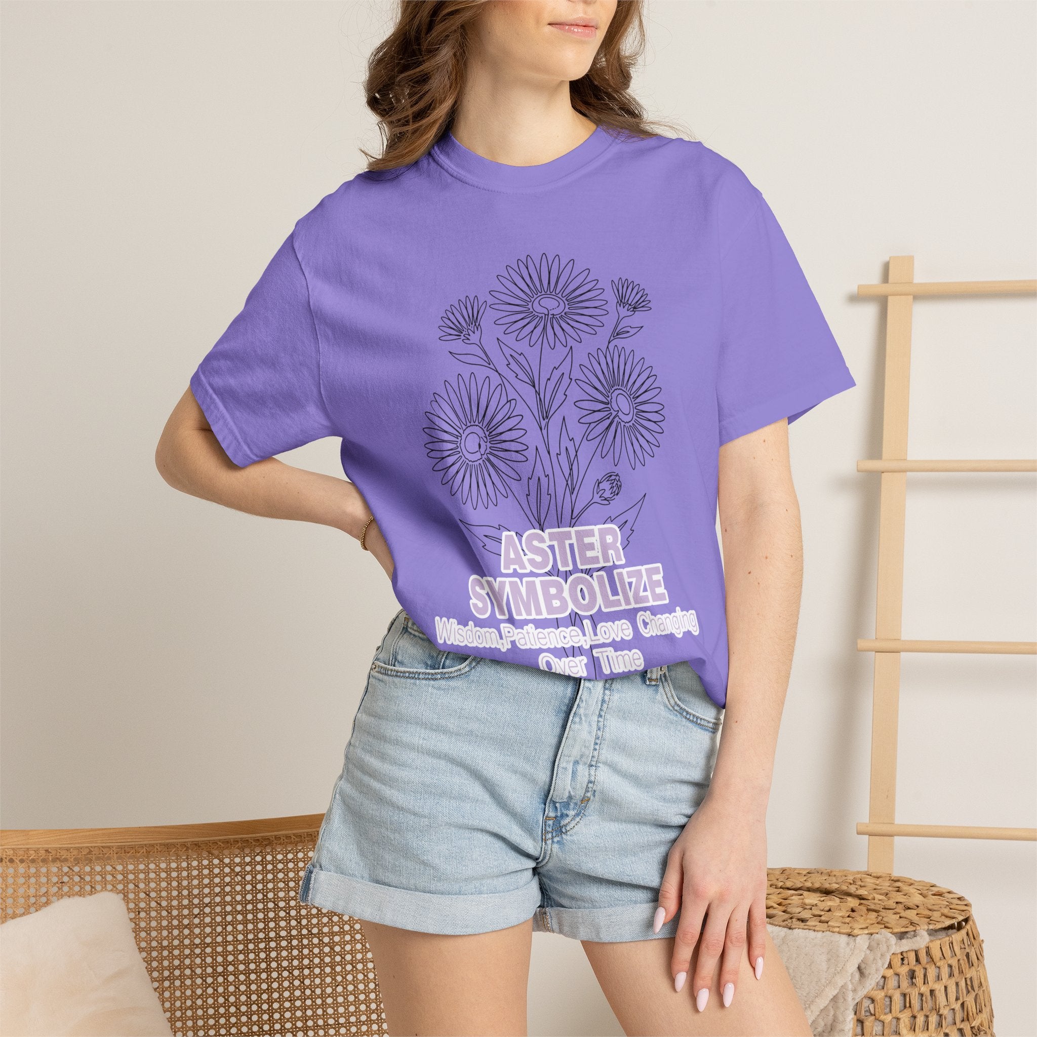 Aster Flower T-Shirt - Botanical Graphic Shirt for Flower Lovers