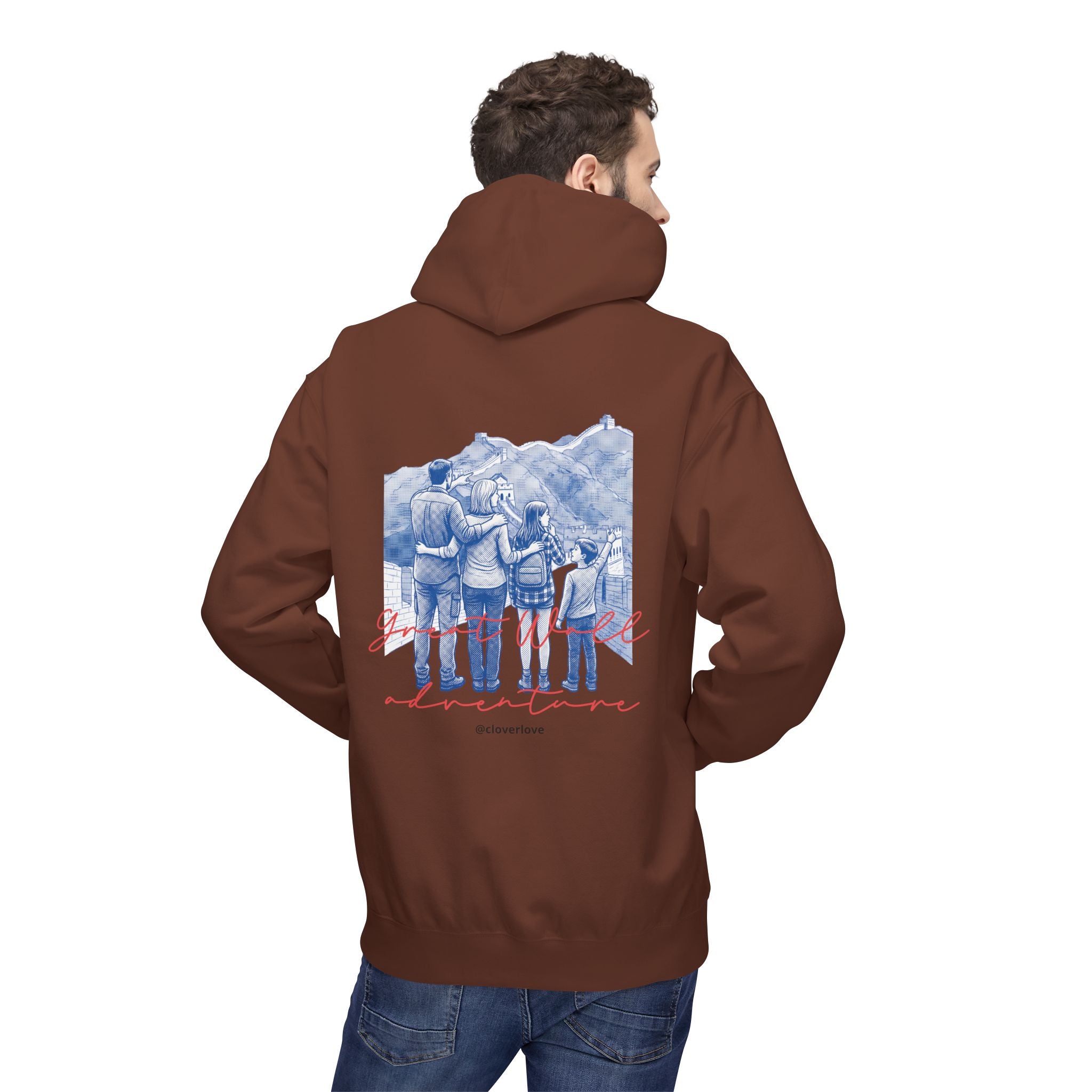 Große Mauer Familienabenteuer Hoodie – Vintage Reise Wahrzeichen Grafik Pullover Sweatshirt