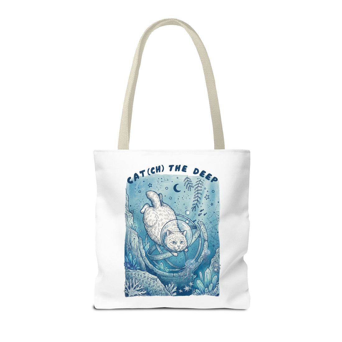 Cat Deep Sea Adventure Tote Bag | Vintage Ocean Explorer Canvas Bag