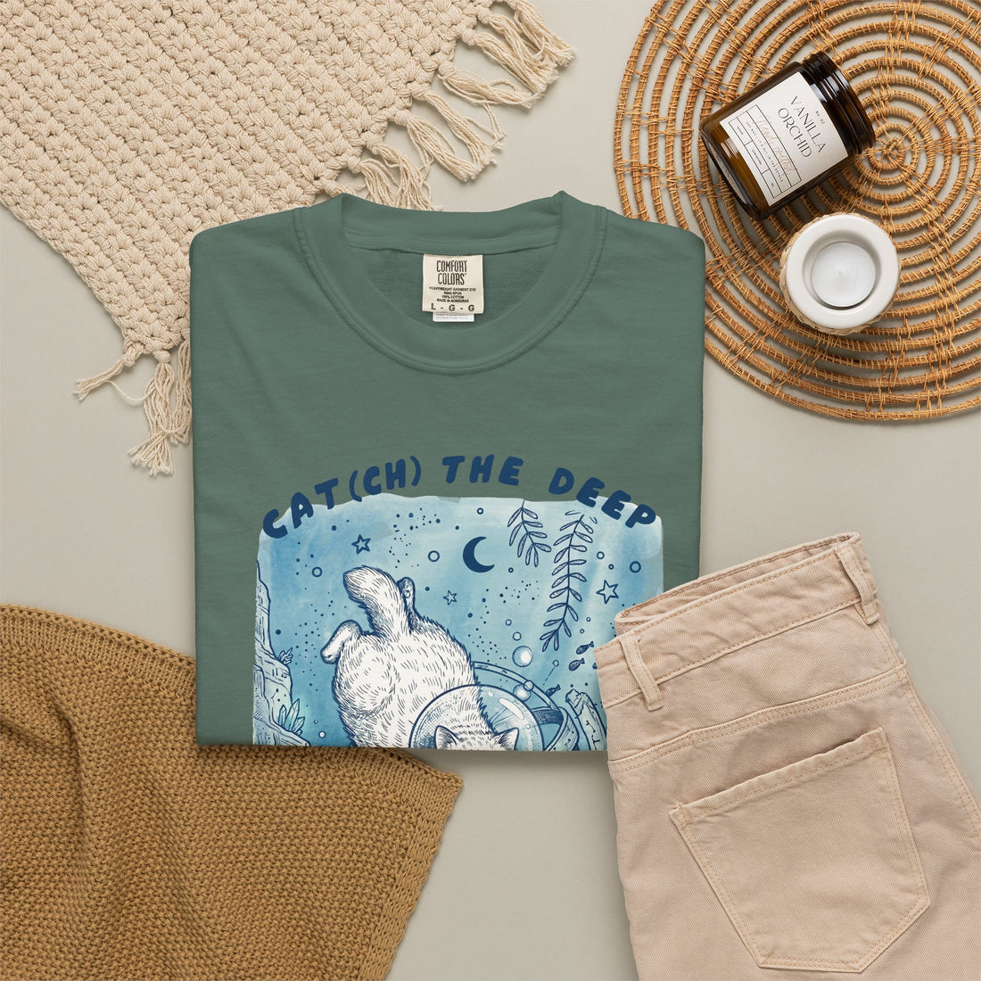 Cat Diver T-Shirt - Deep Sea Cat Explorer Graphic Tee, Ocean Fantasy Shirt for Cat Lovers