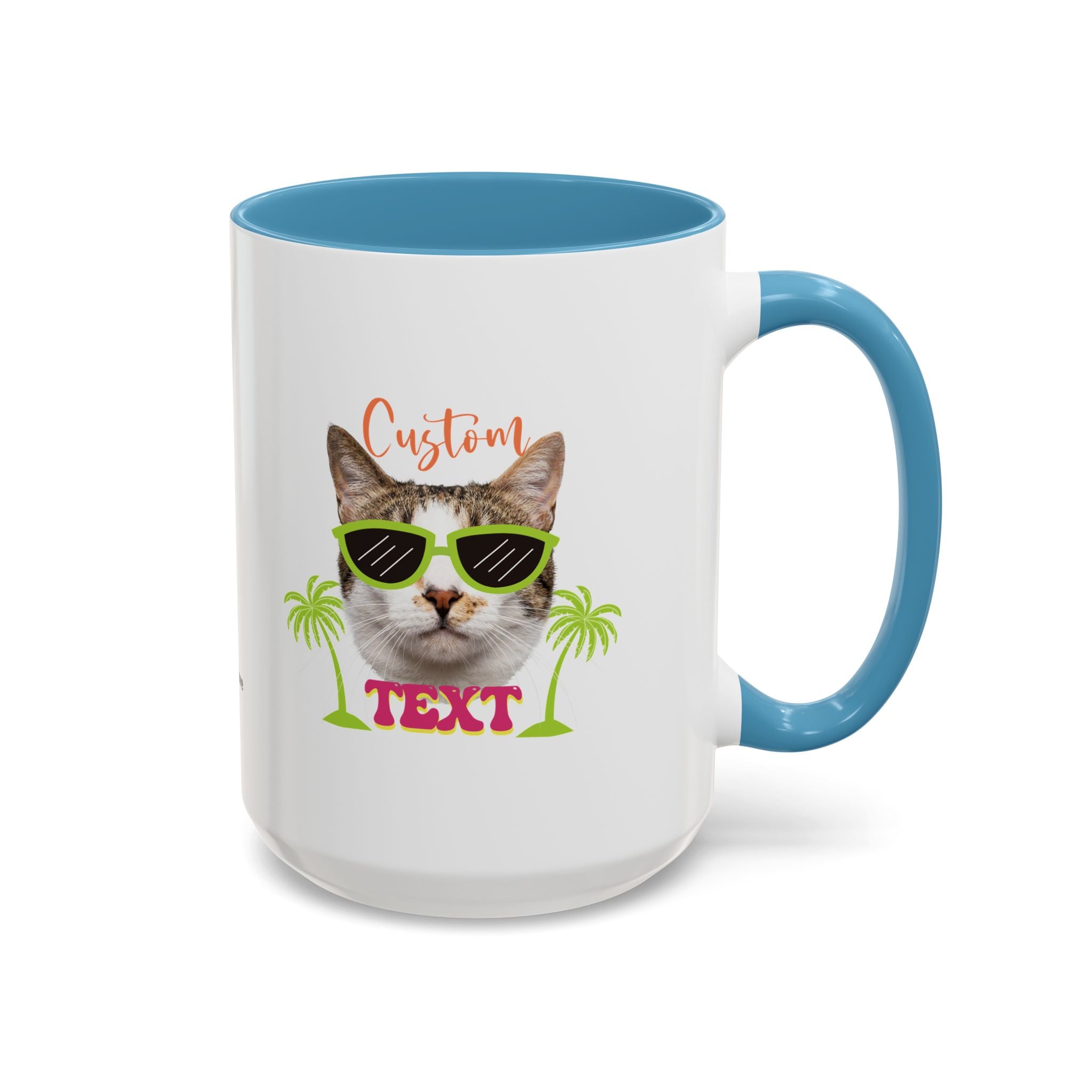Cool Cat Summer Mug | Personalized Cat Photo Coffee Cup With Custom Text