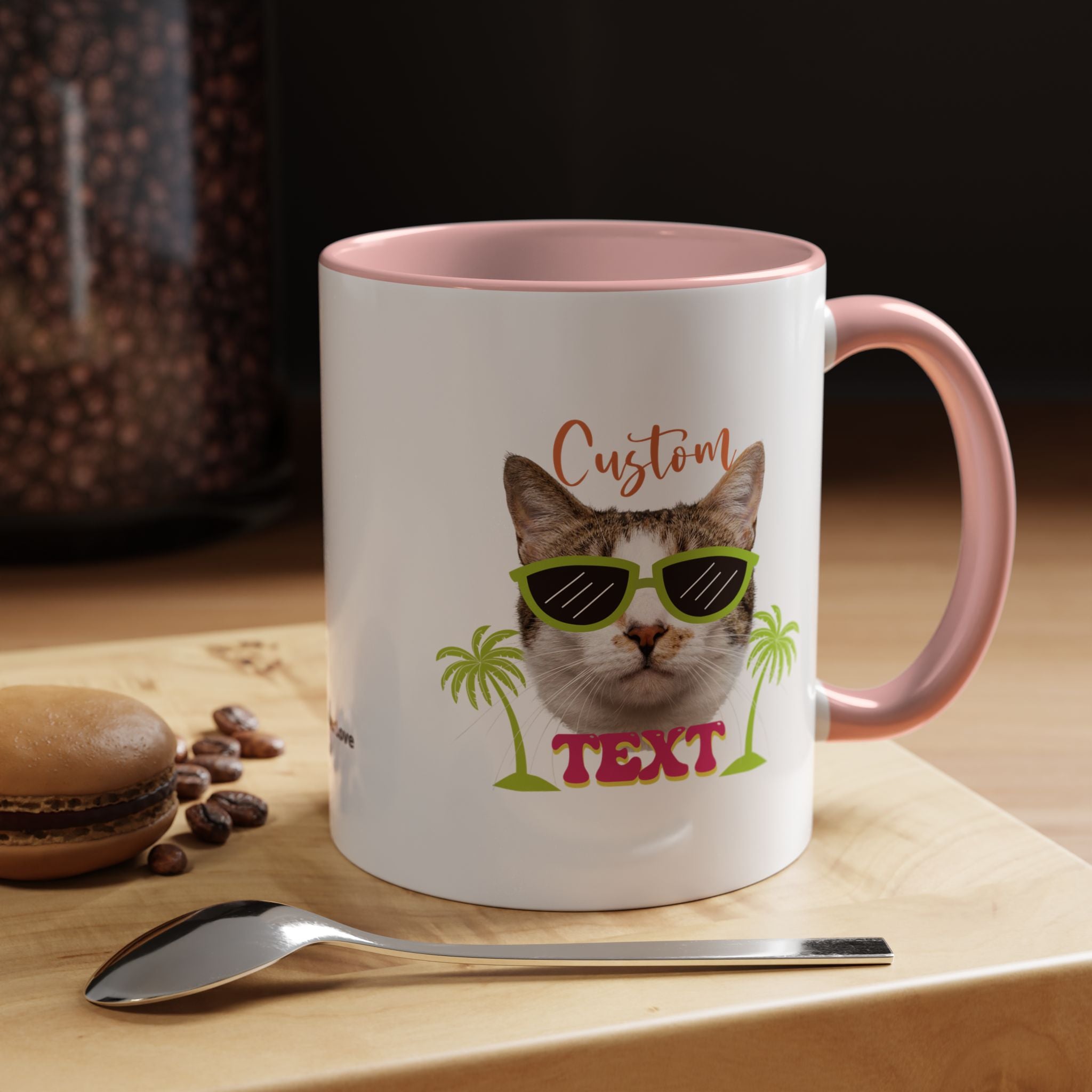 Cool Cat Summer Mug | Personalized Cat Photo Coffee Cup With Custom Text