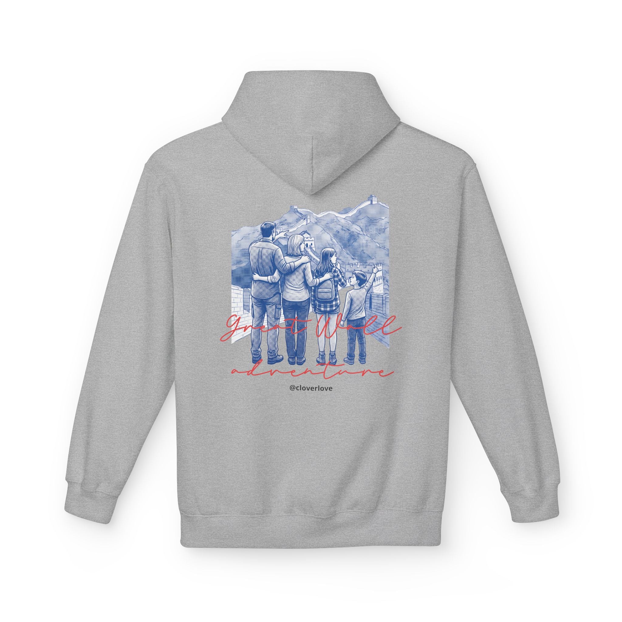 Große Mauer Familienabenteuer Hoodie – Vintage Reise Wahrzeichen Grafik Pullover Sweatshirt