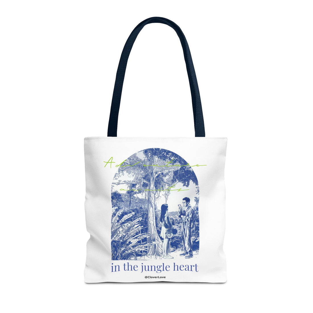 In The Jungle Heart Travel Tote Bag | Vintage Jungle Adventure Canvas Tote Bag