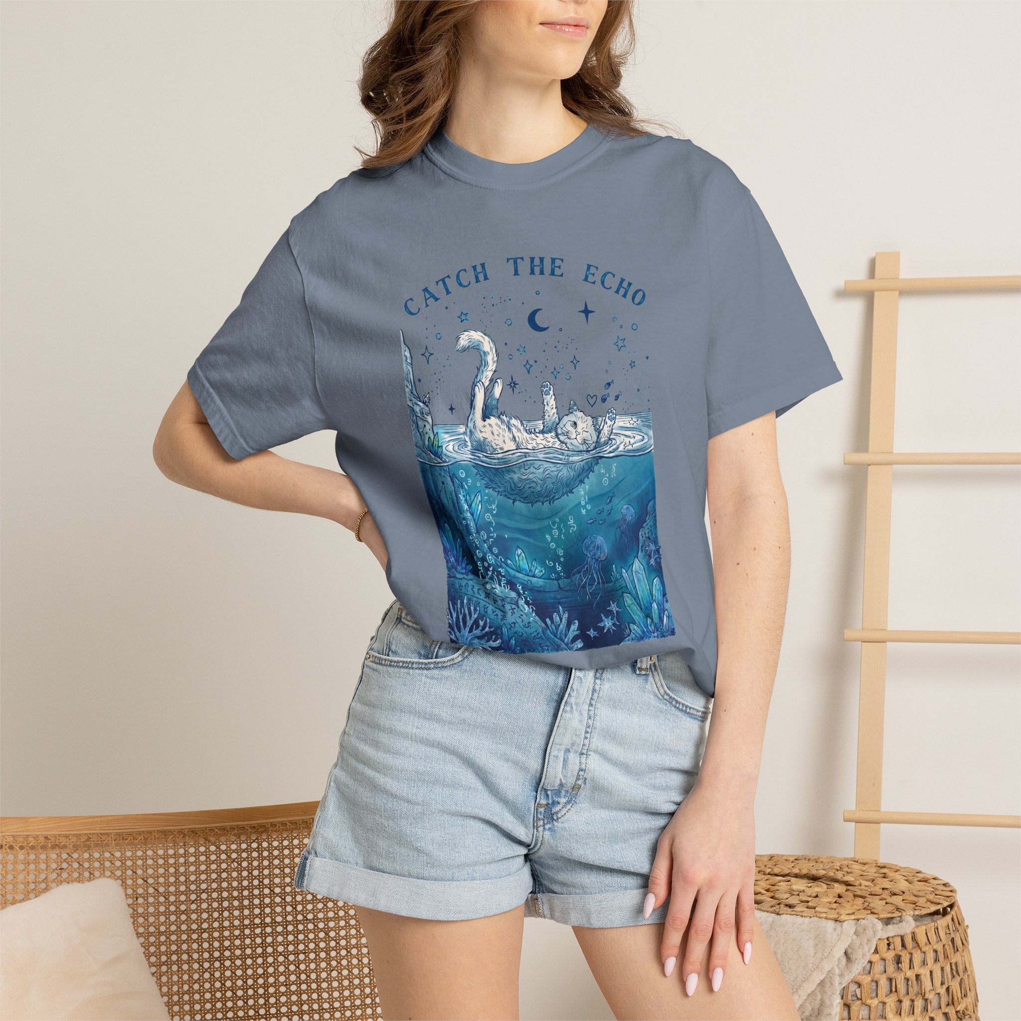 Catch The Echo Cat T-Shirt - Vintage Fantasy Animal Shirt for Cat Lovers