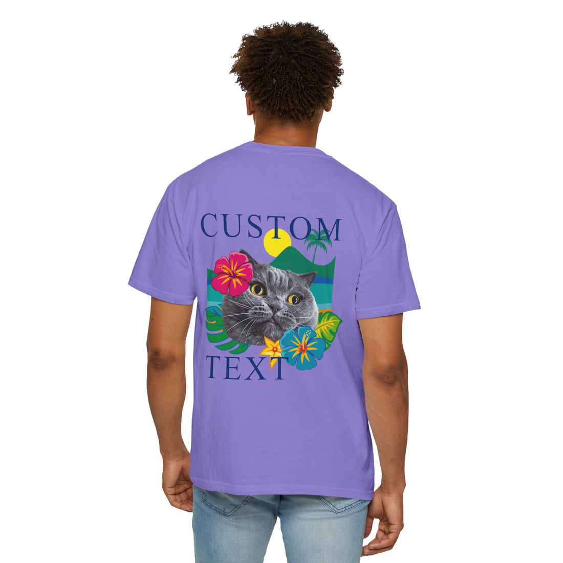 Custom Pet Summer T-Shirt -Tropical Vacation Style Pet Lover Gift