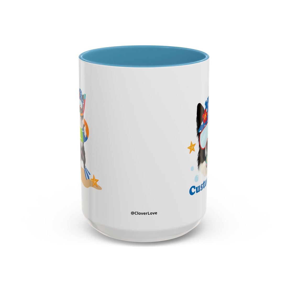 Sommer Tauchhund Tasse | Personalisierte Hundefoto Kaffeetasse mit individuellem Text
